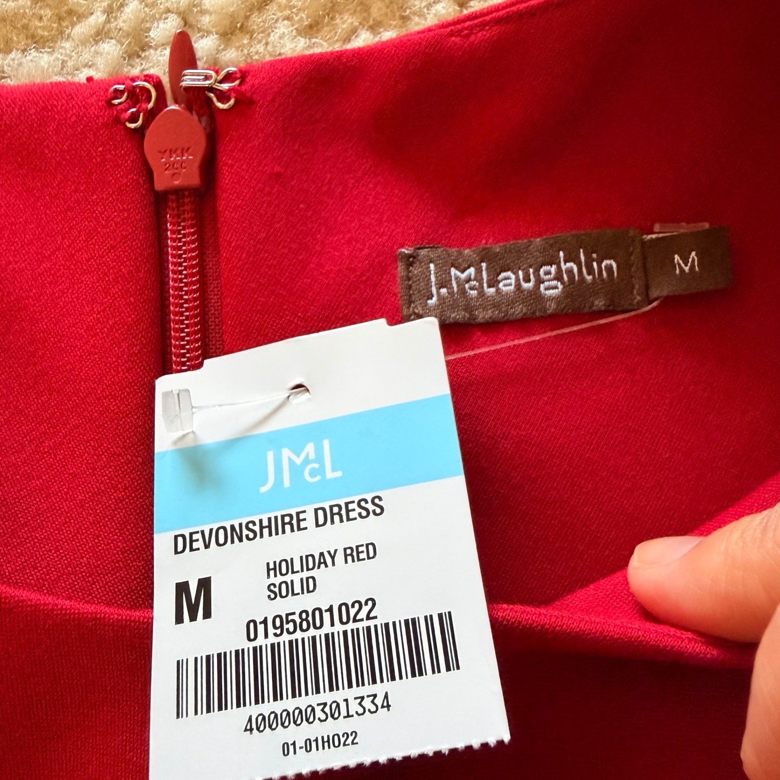 J.McLaughlin Devonshire Dress Holiday Red Sleeveless Sheath Midi Womens Size M