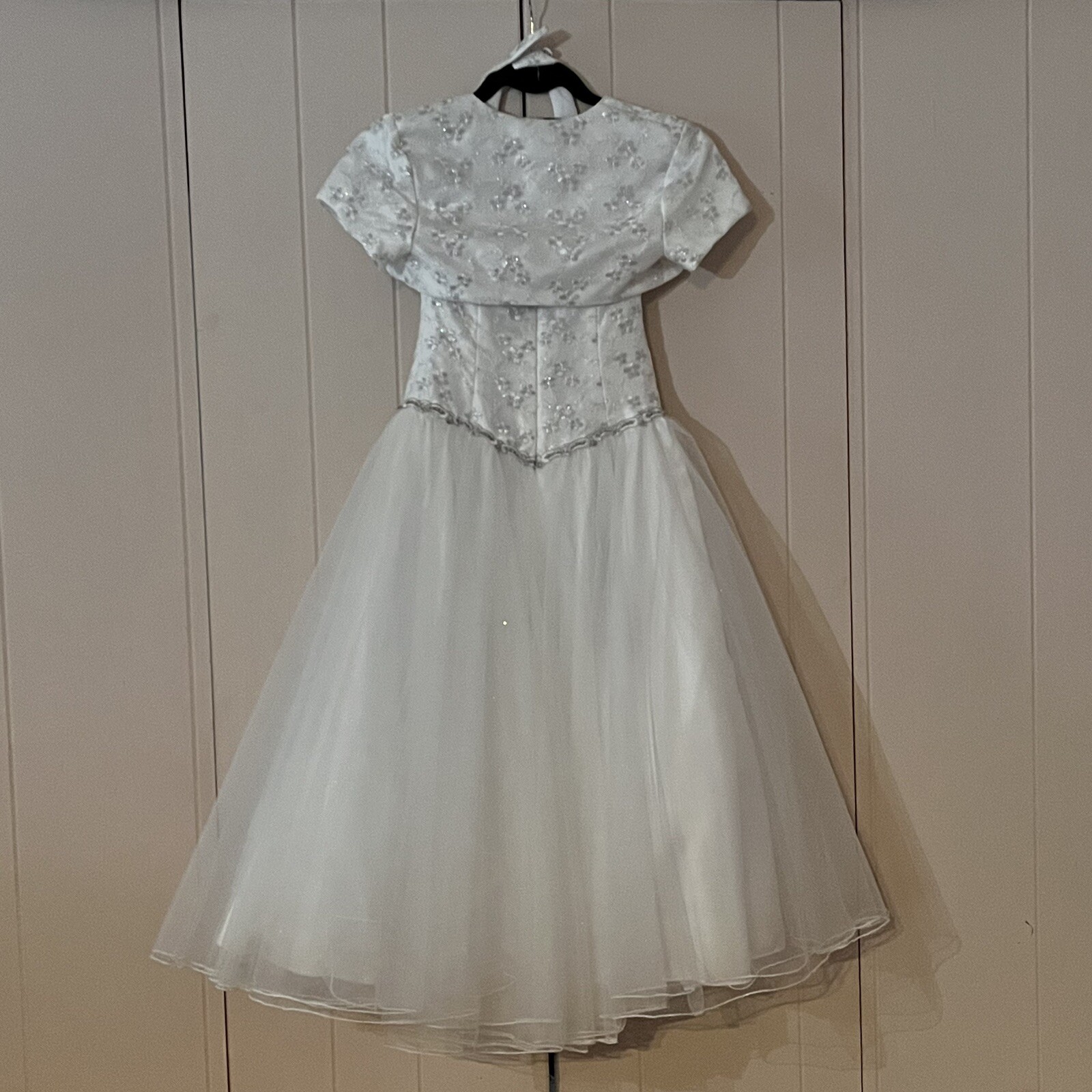 C.W. Designs 2 Piece White Dress Lace Sparkle Women Girl A-line Formal Party 2-4