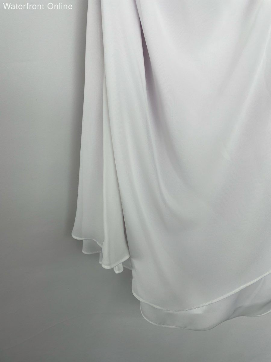 JS Boutique White Sequin One Shoulder Dress Sheer Flowy NWT Size 16