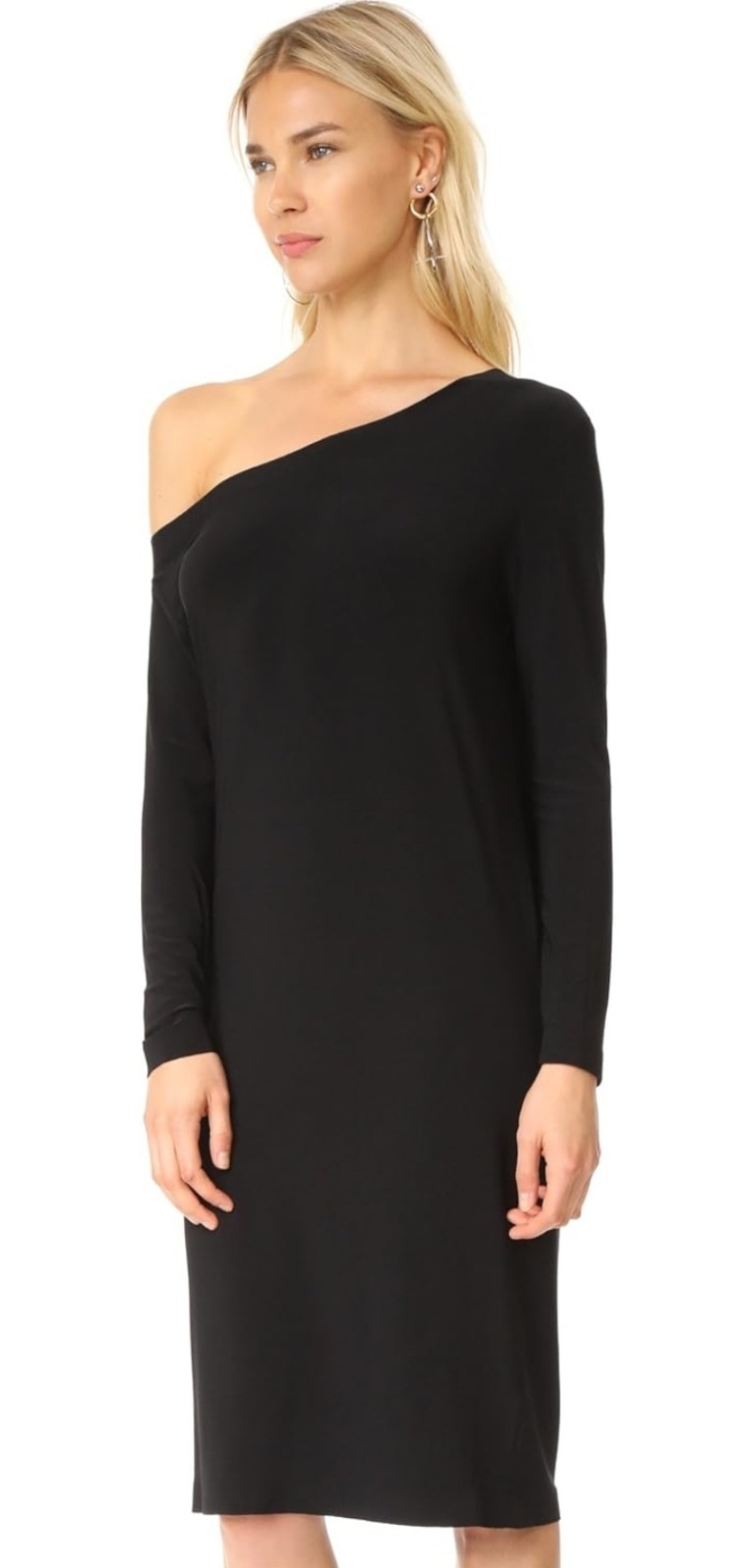 Norma Kamali Long Sleeve Drop Shoulder Dress Women, Size Large, Black