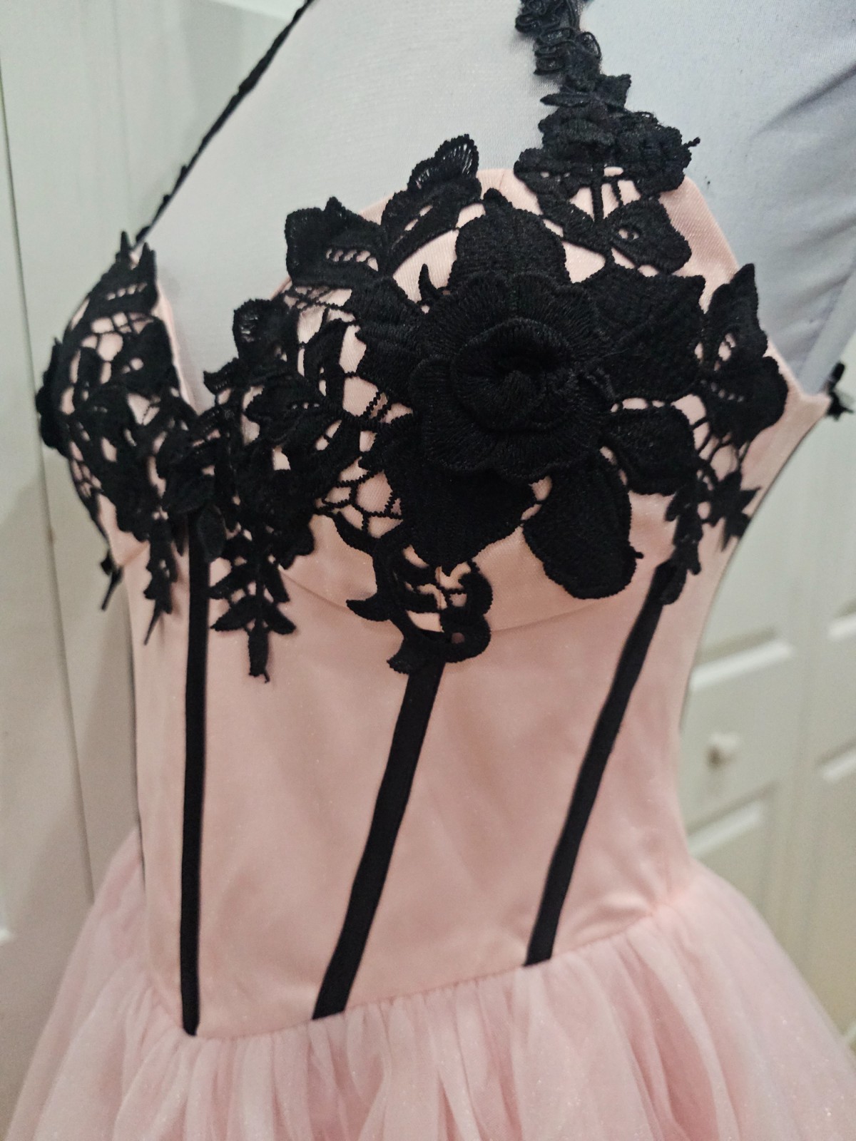 Dolls Kill Unholy Pastel Goth Pink Black Lace The Night Of Corset Tutu Dress S