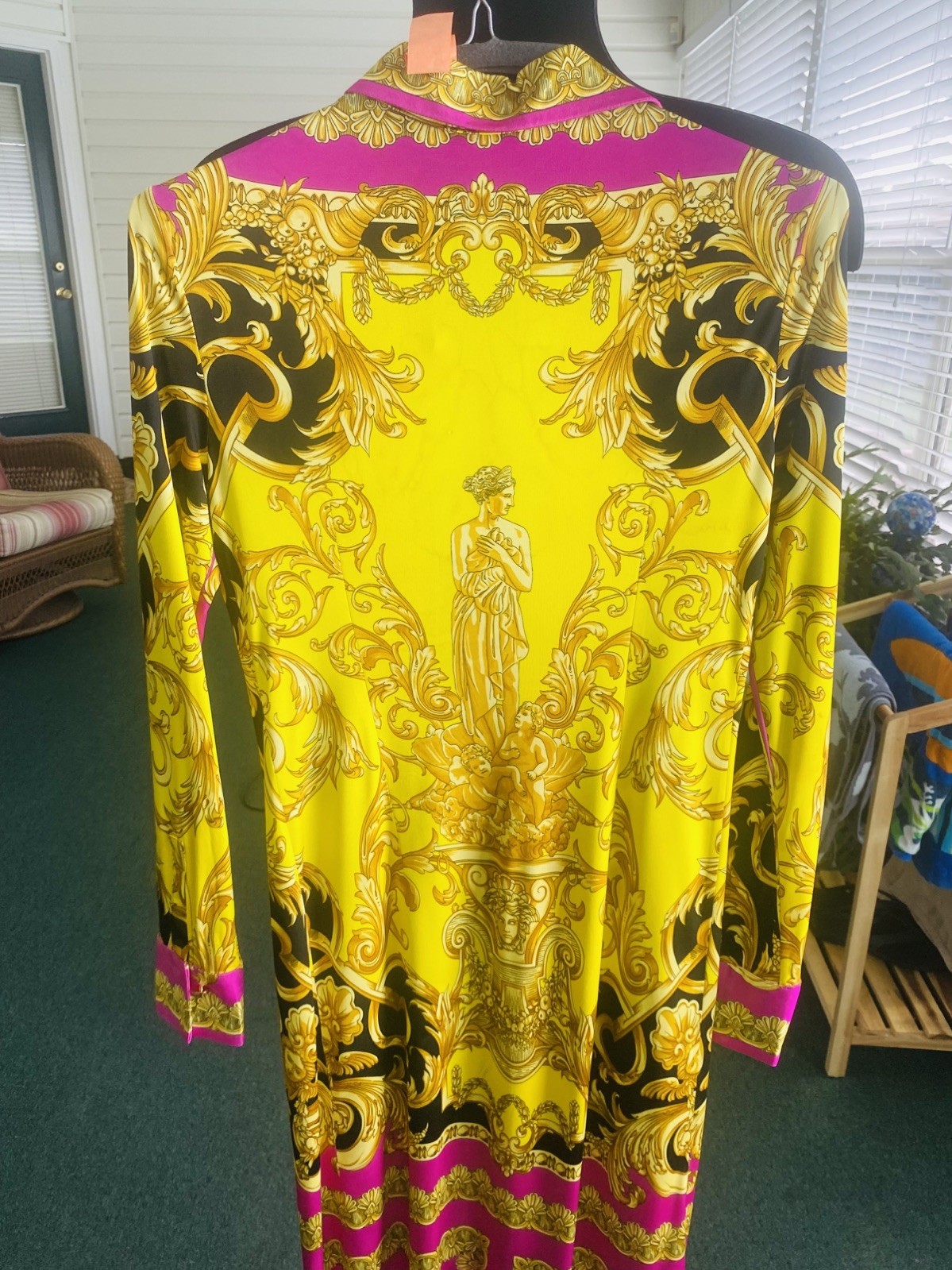 Gianni Versace Long Multi Color Button down long sleeve Dress made in Italy 40