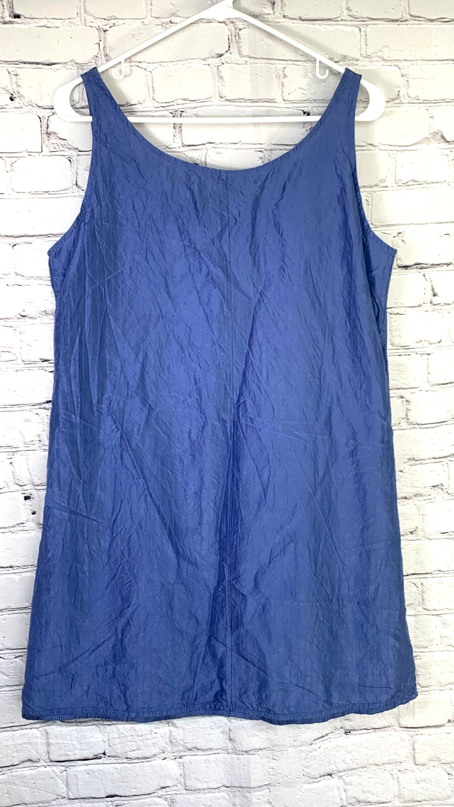 Eileen Fisher Washed 100% Silk Taffeta Dress Sleeveless Tie Pleats Trimmed Hem M