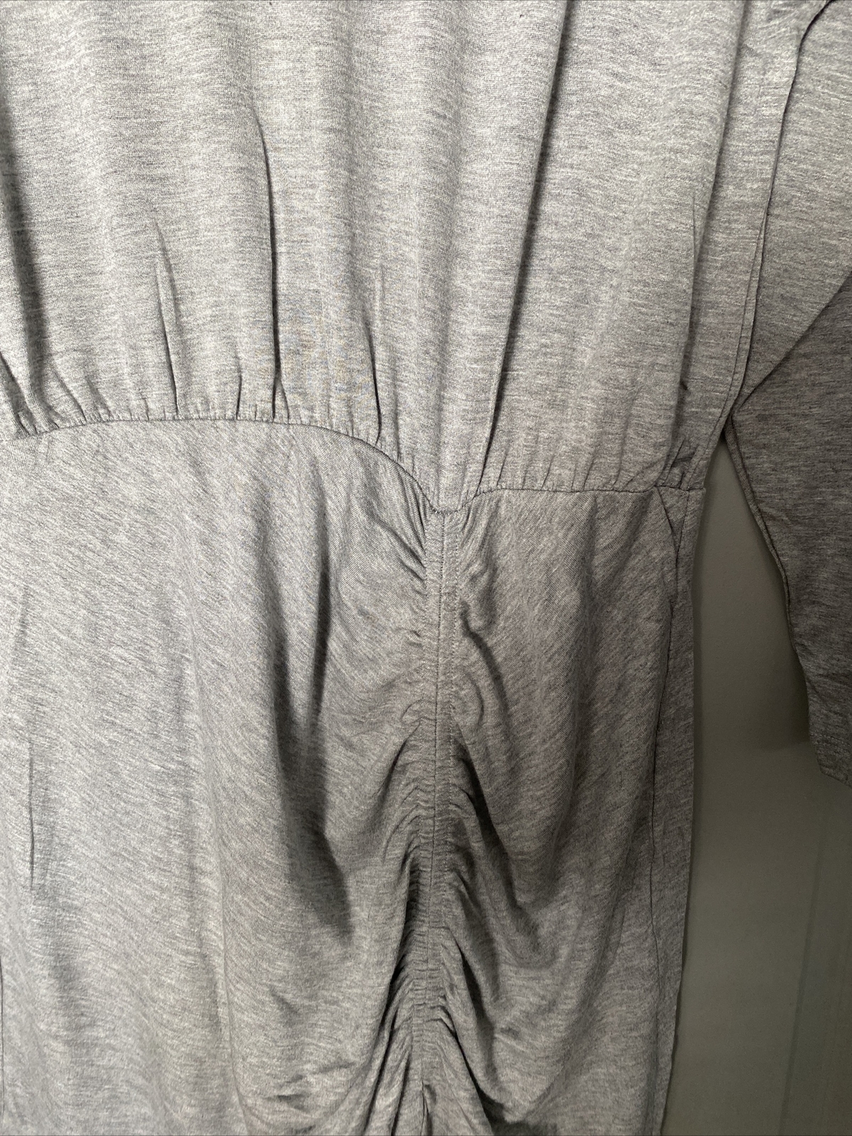 Fraiche By J Ruched Long Sleeve Mock Neck Jersey Dress in Gray Size Large $88