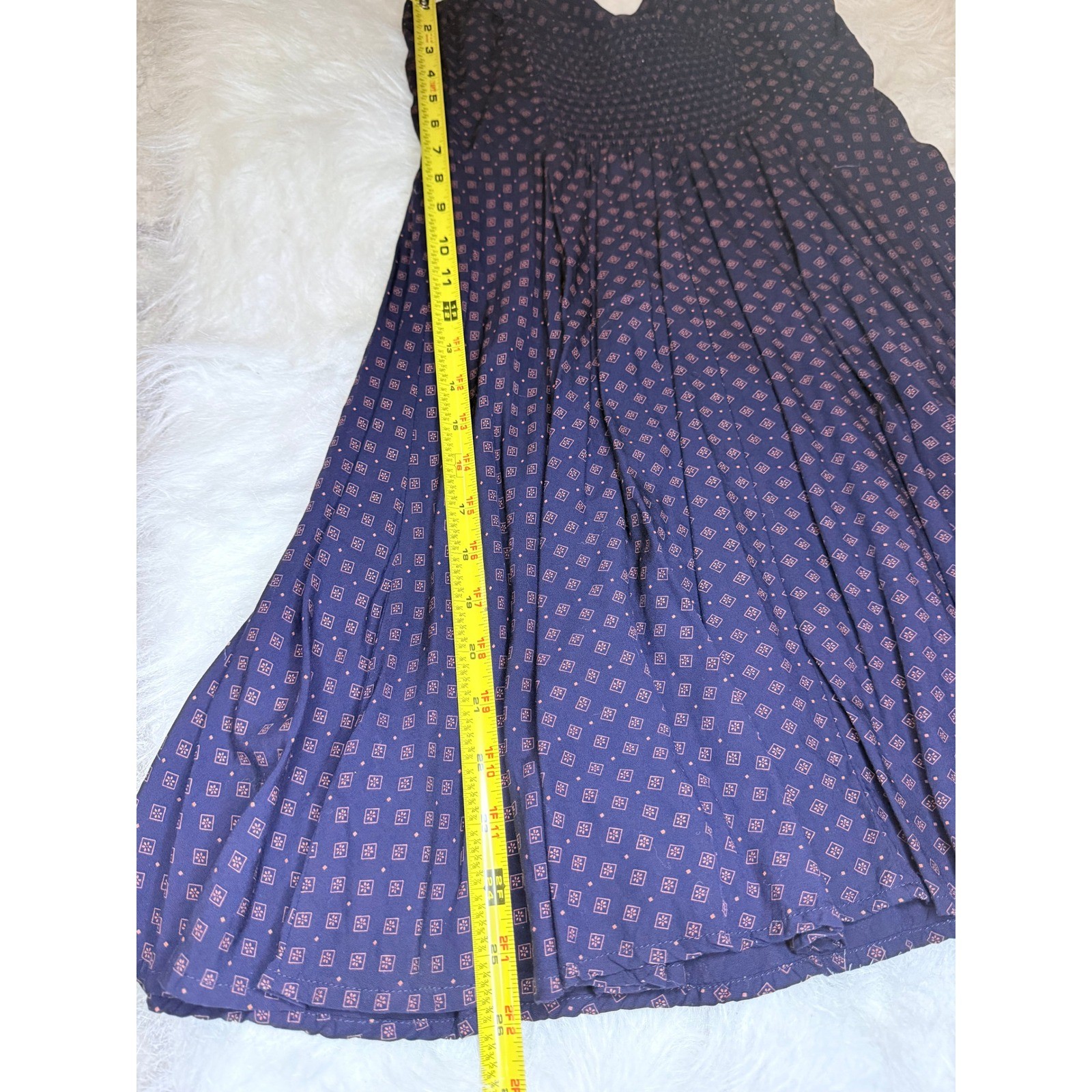 Gap Womens Navy Blue Geometric Diamond Print Smocked Back Cami Dress Small