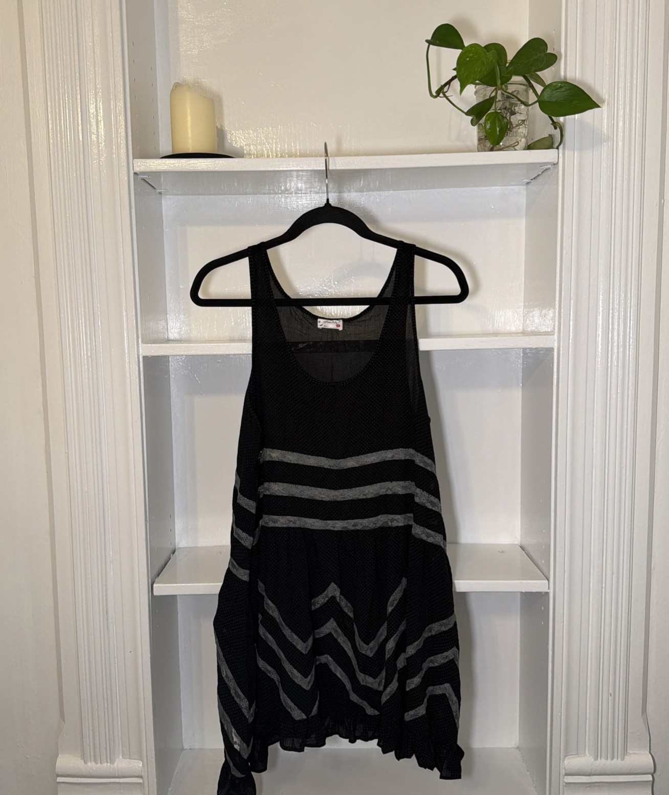 Intimately Free People Large Voile and Lace Trapeze Slip Discontinued Black Grey