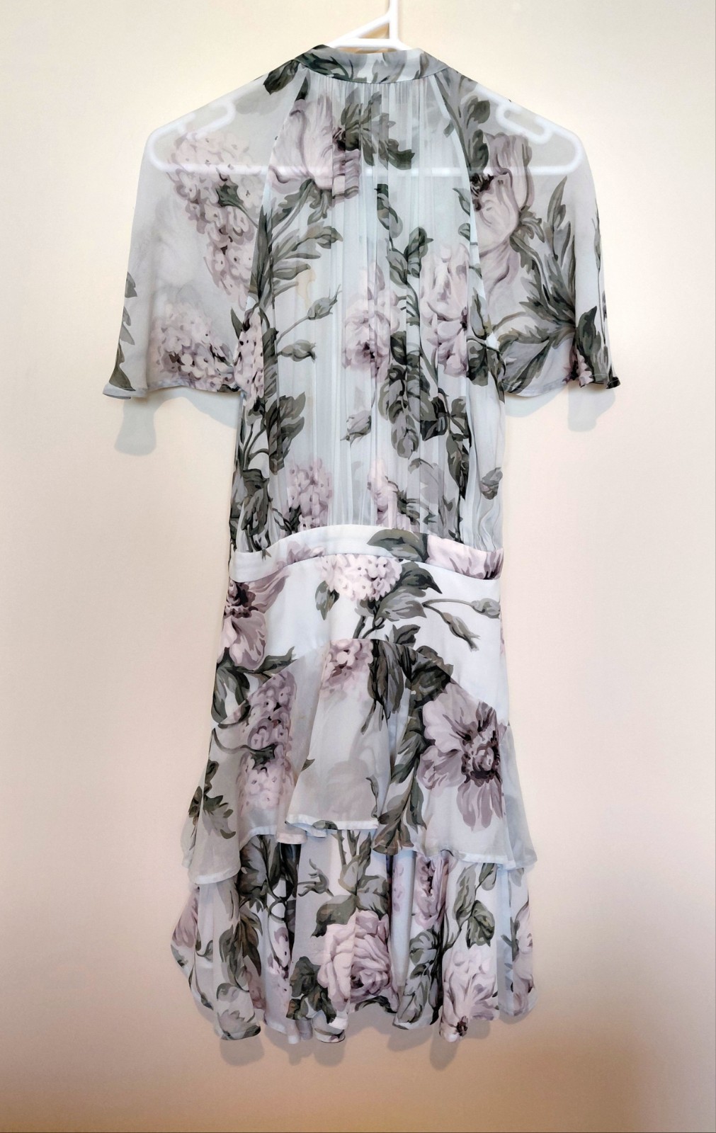 LOVER The Label Watercolour Flutter Mini Dress Floral Chiffon Ruffle AU 8 US 4