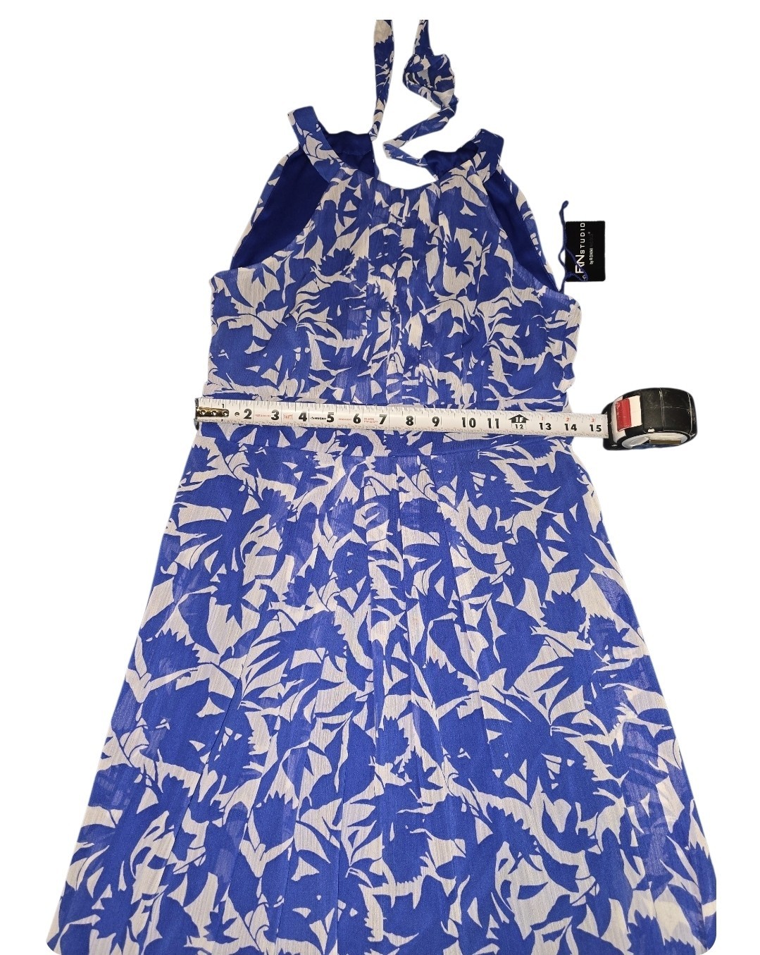 RN Studio halter maxi dress blue beige floral sleeveless Size 6P