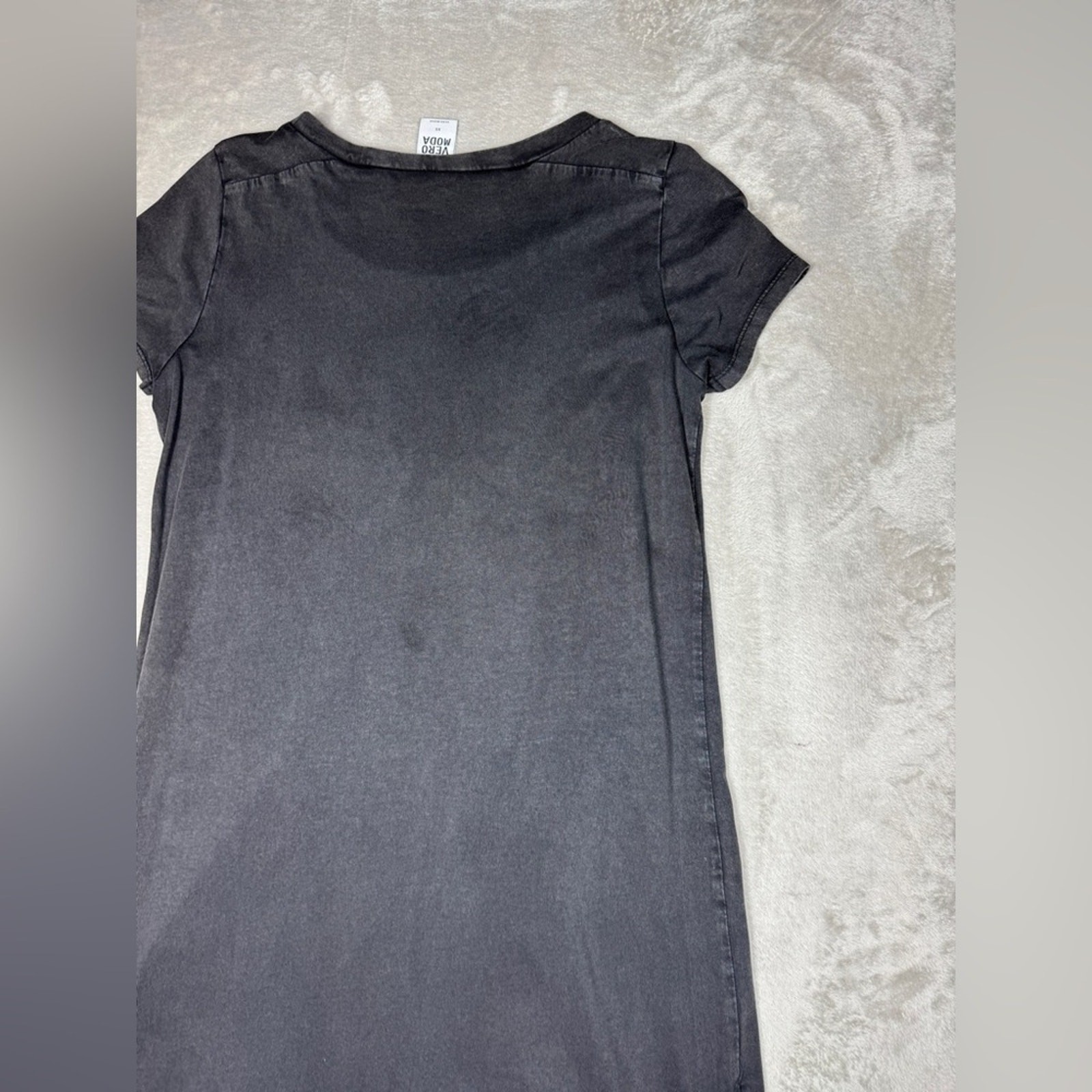 Vero Moda Grey Brown Beaded Grunge Rock Step Up Hem Mini Tunic T-Shirt Dress XS