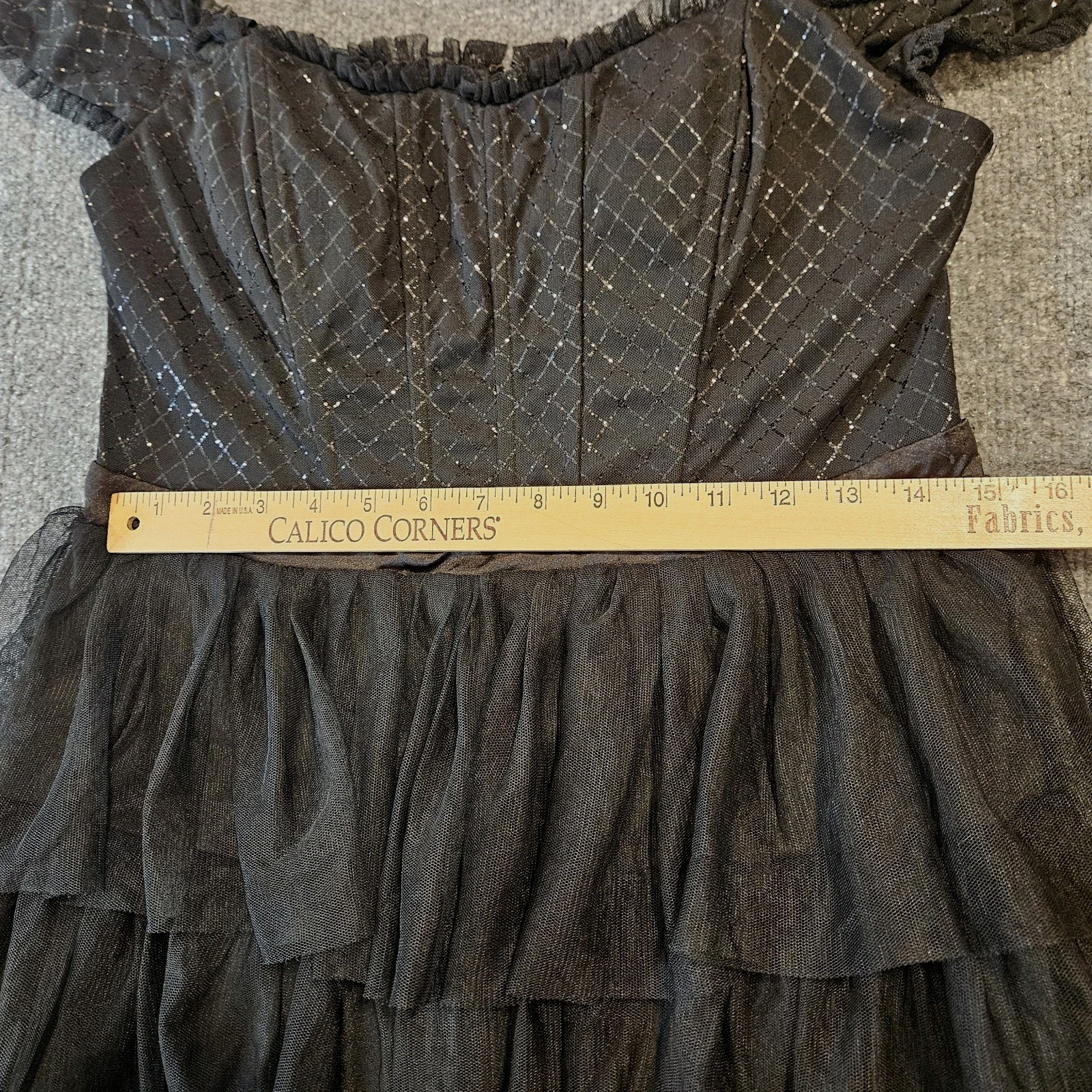 City Studio Fit &Flare Mini Dress Black Size 13 Corset Tiered Ruffle Skirt Fairy