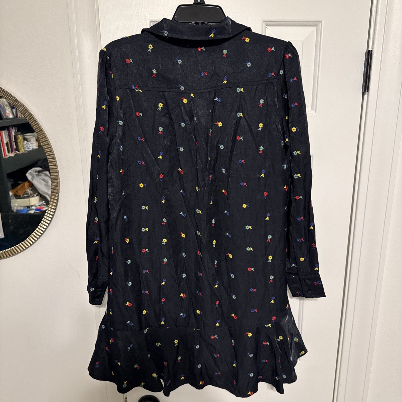 Tuckernuck Callahan Embroidered Shirt Dress Floral Collar Size S