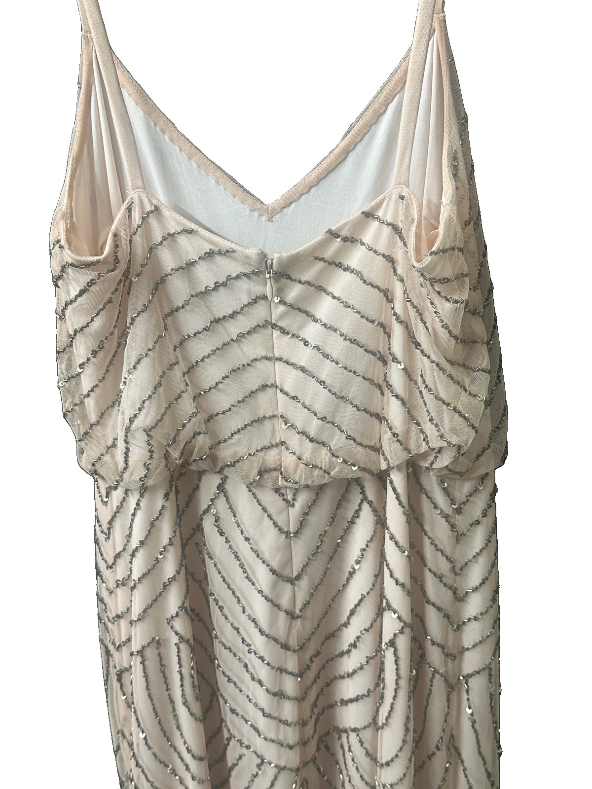 Adrienne Papell Beaded Evening gown, size 6 NWT, Blush Gold