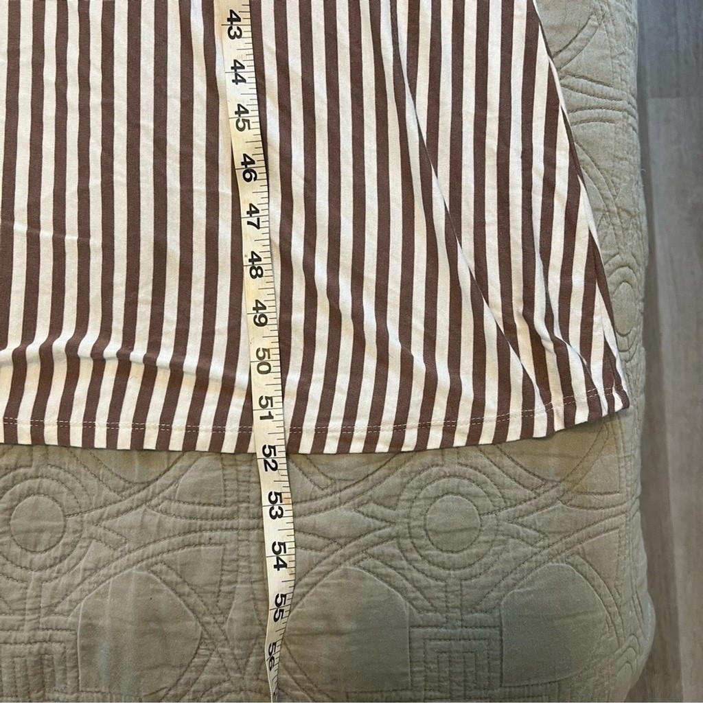 OSO Casuals Viscous Soft Stretchy Maxi Dress in Brown & White Striped Large