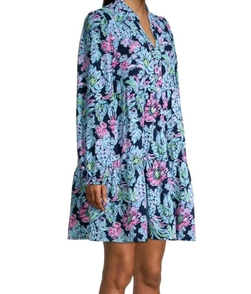 Lilly Pulitzer Winona Stretch Dress Navy Pineapple Paradise Size S