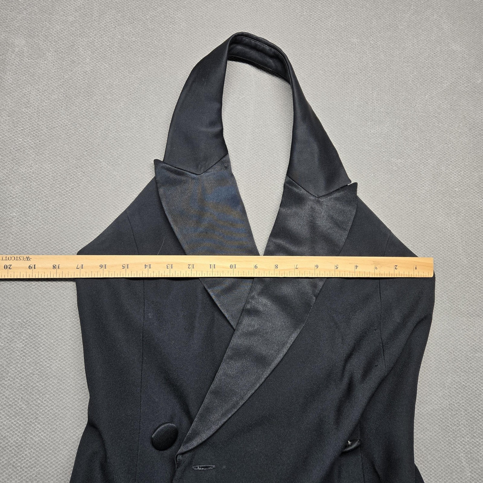 Gillian Dress Womens 12 Black Halter Tuxedo Sheath Backless Mini Cocktail Formal