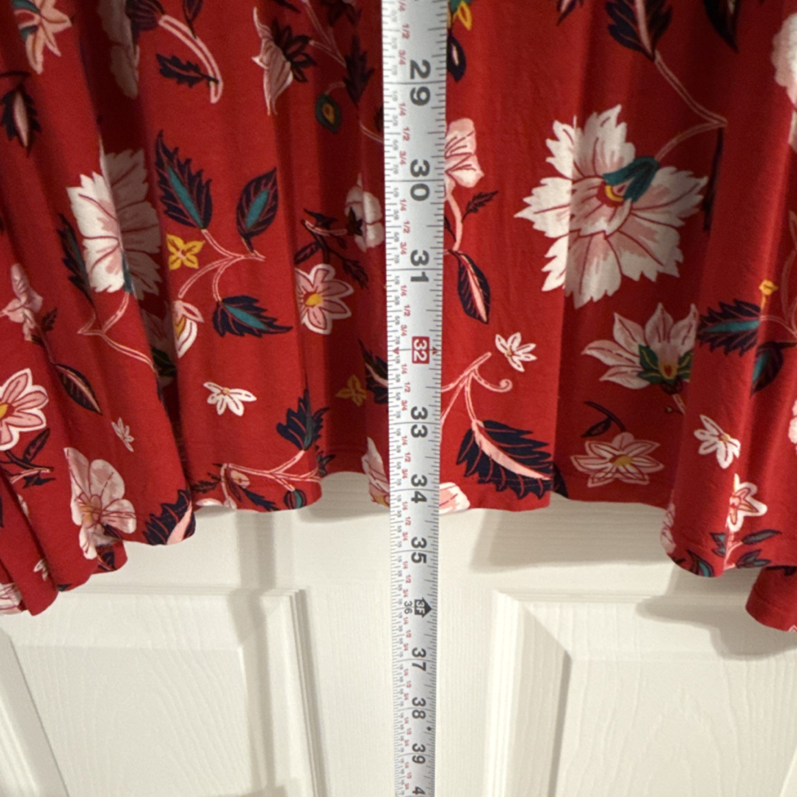 Old Navy Red Floral Long-Sleeve Mini Swing Dress XXL