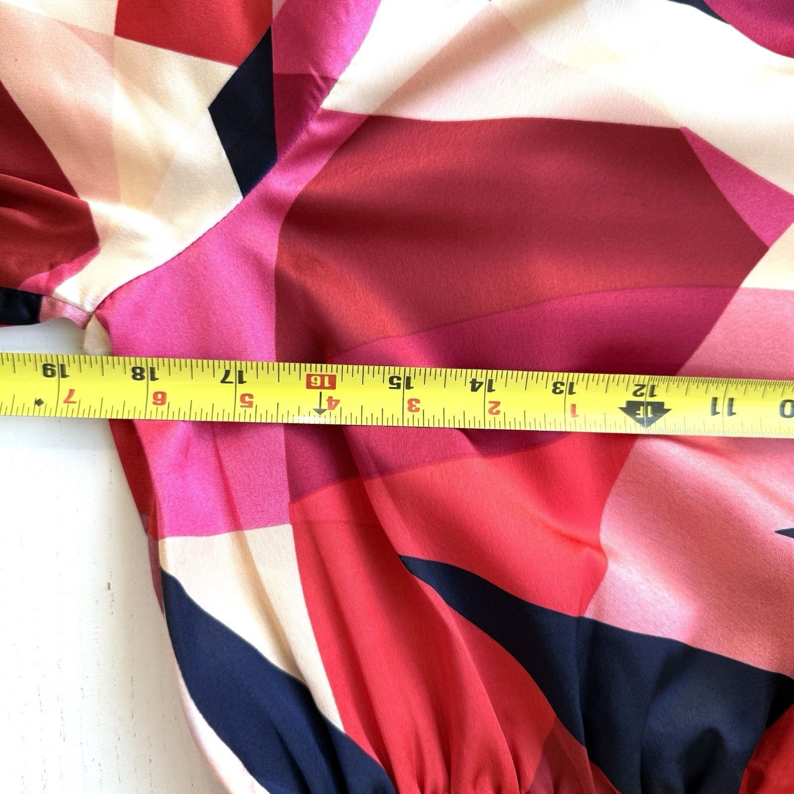 Pants Store DRESS LARGE Colorful Geometric Artsy Pink Red Mini Bow Wedding #154