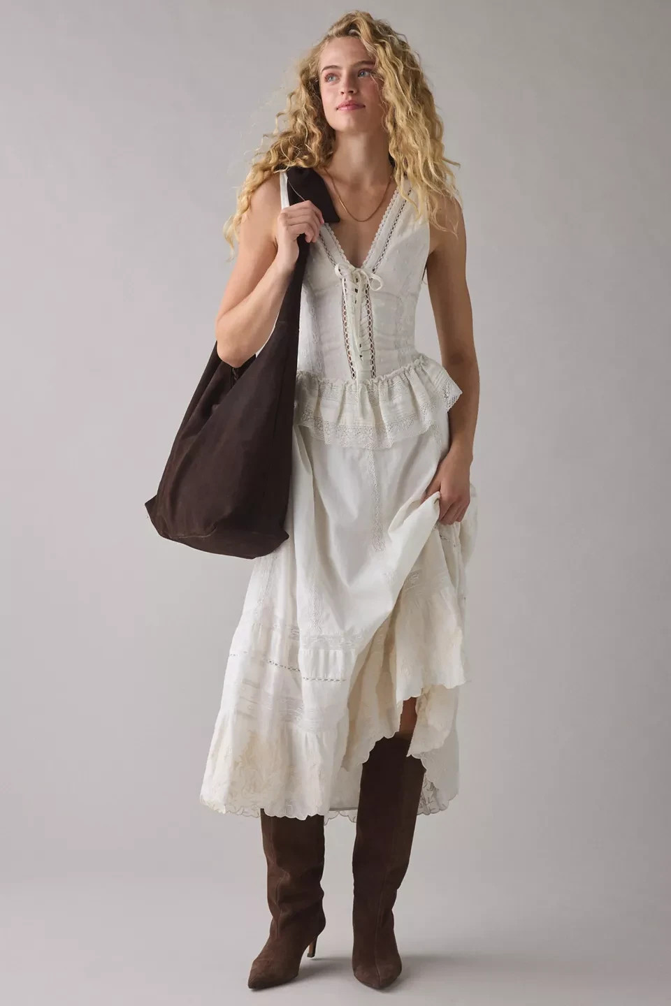 SALE OFF – Urban Outfitters – UO Perfectly Victorian Lace Trim Corset Midi Dress