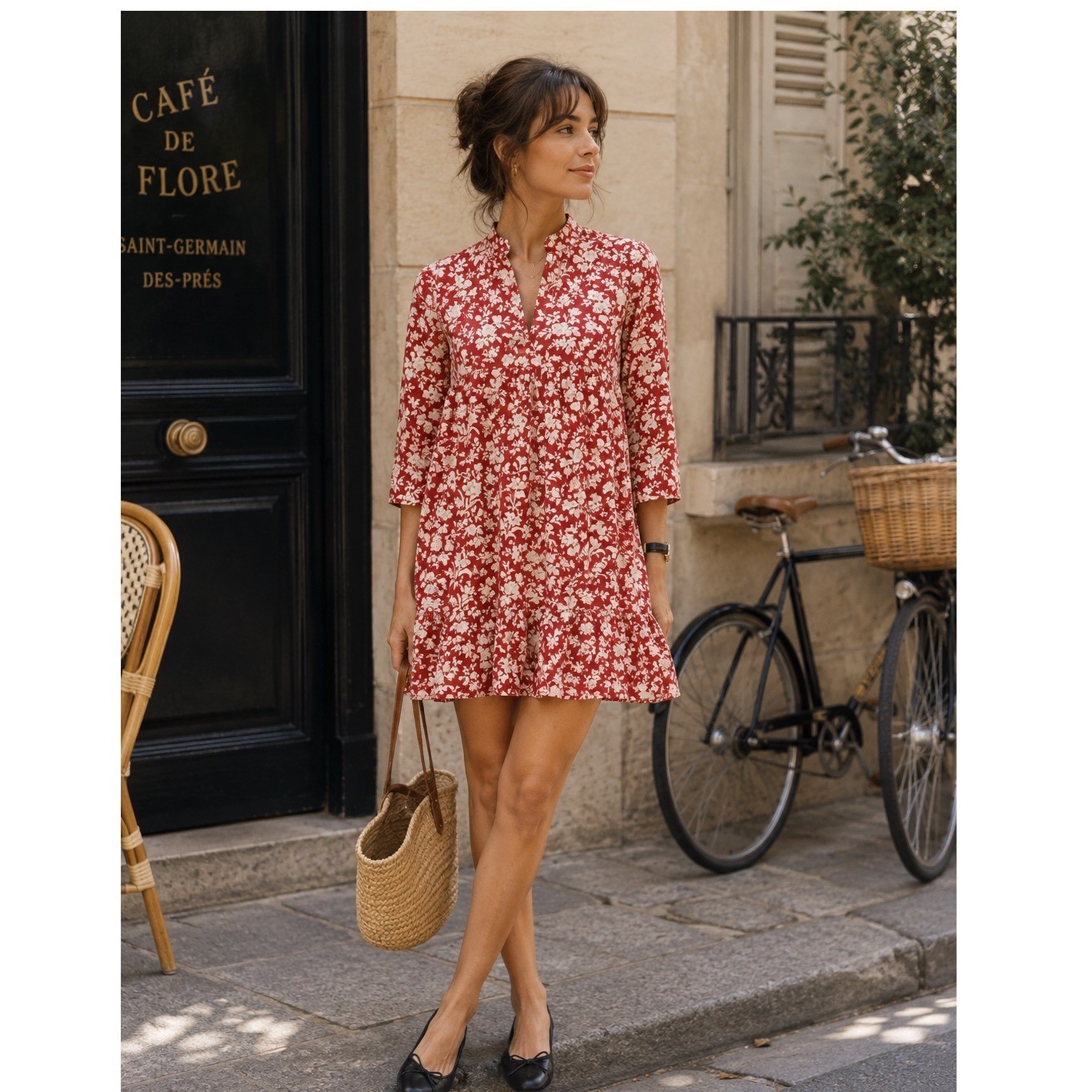 Tuckernuck Callahan Dress Red Toile Floral Linen Blend Mini Shift Dress Medium