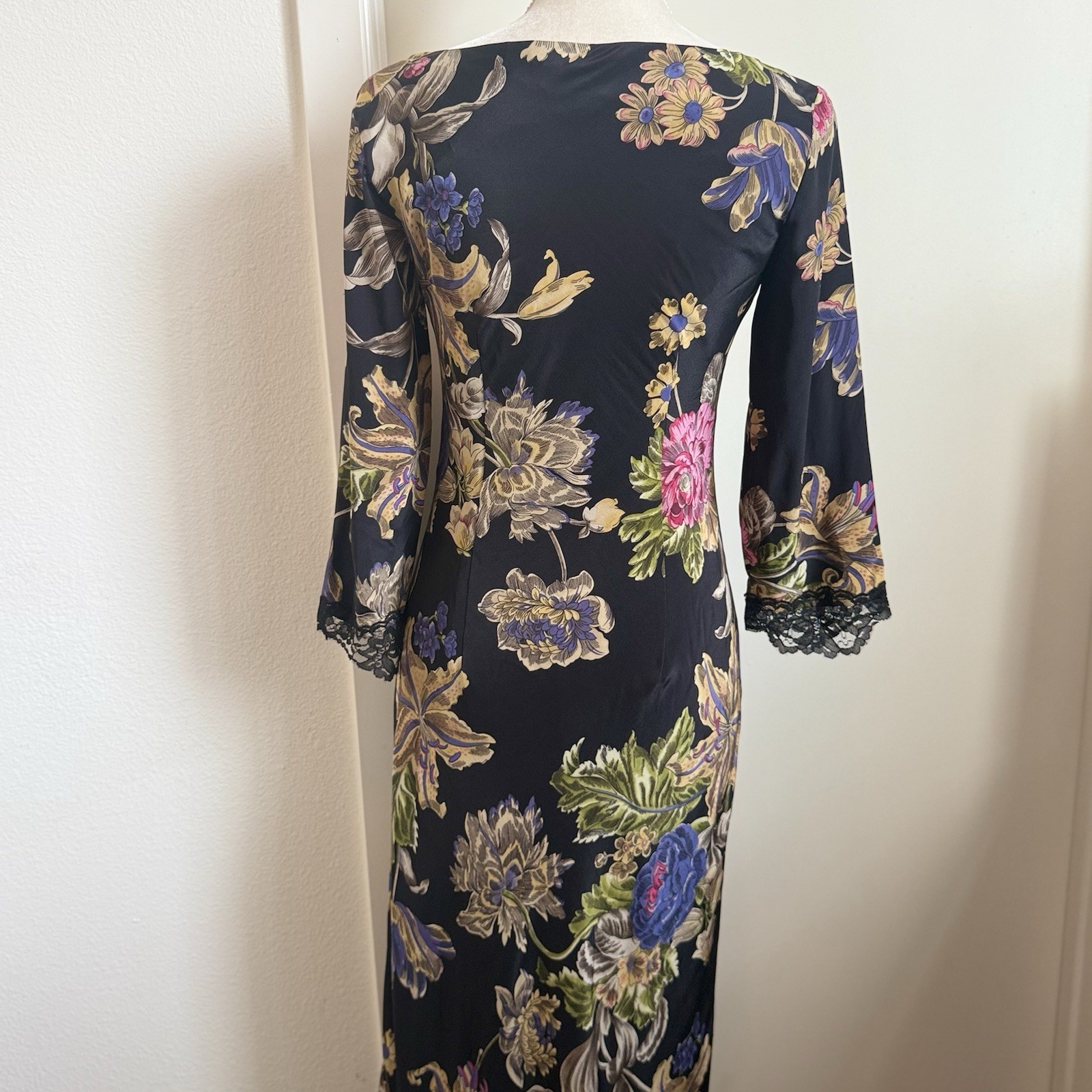 Vintage Gala Collection 100% Silk Floral Midi to Maxi Dress Size Small