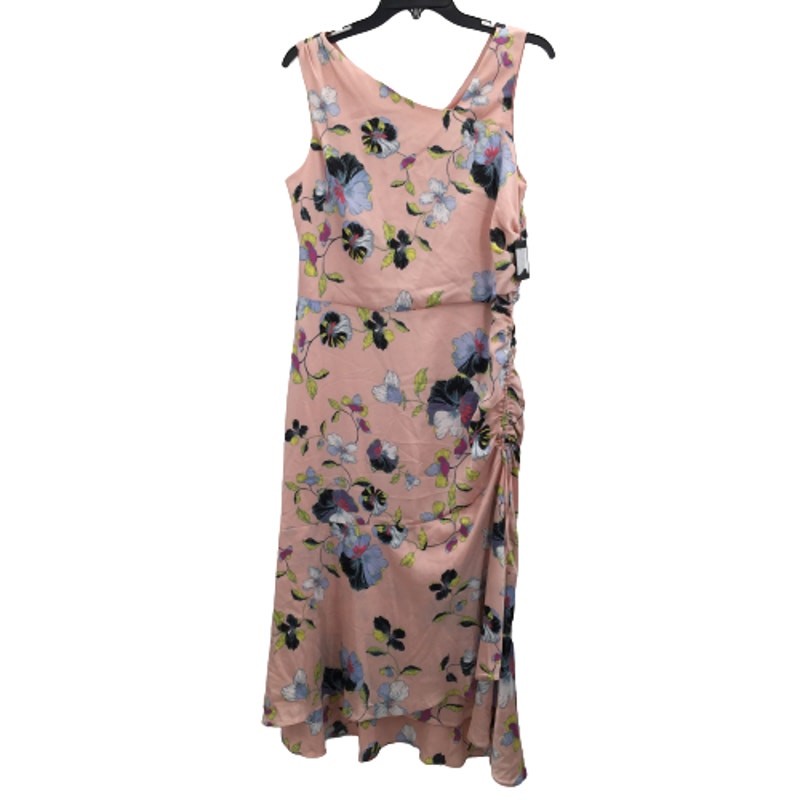 Rachel Roy Floral Ruched Dress Sleeveless V-Neck Peach Multicolor Size 10 NWT
