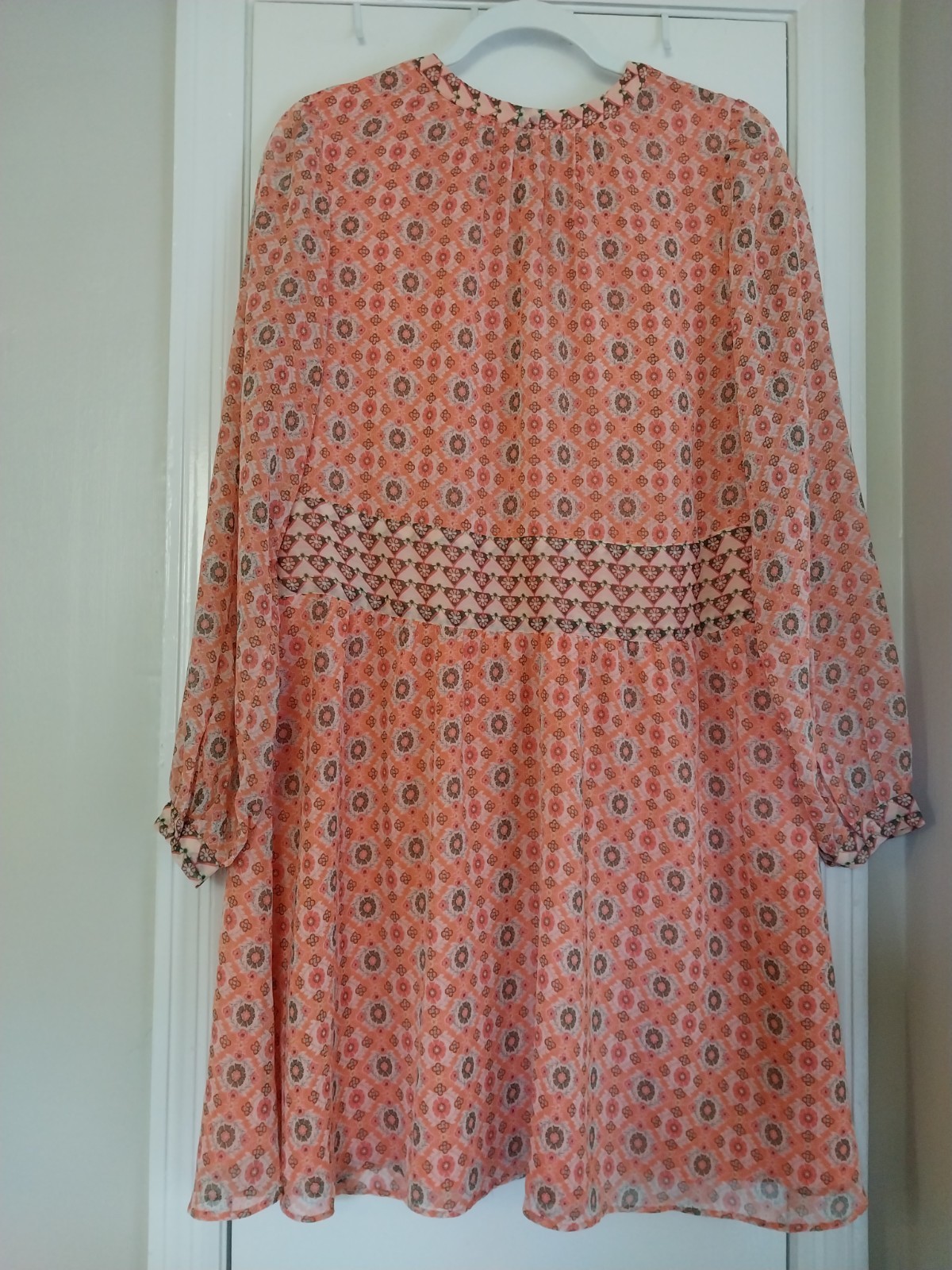 Loft Dress Orange Peach Multicolor Size Small Flowy Lined Lightweight