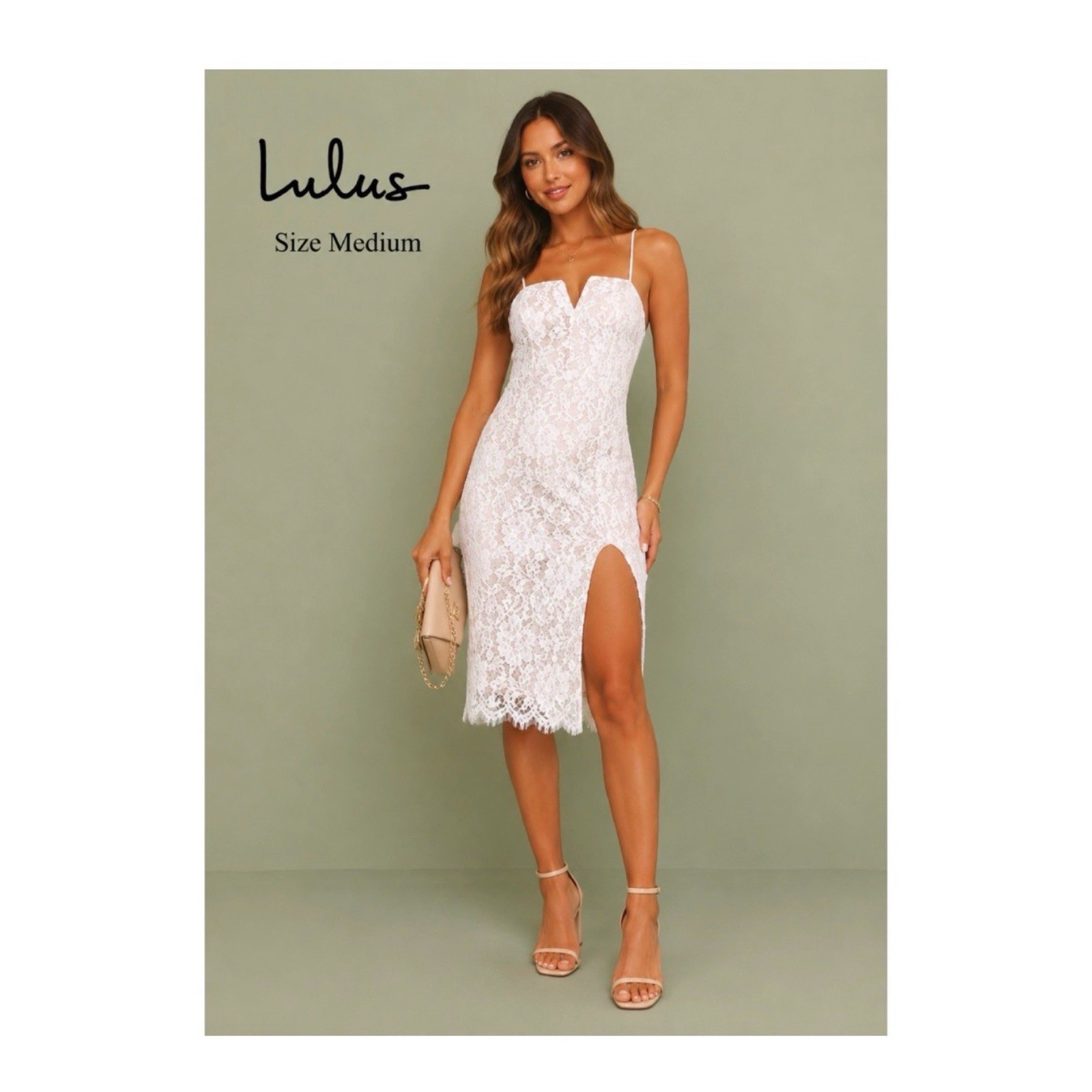 Lulus White Lace Dress Size Medium
