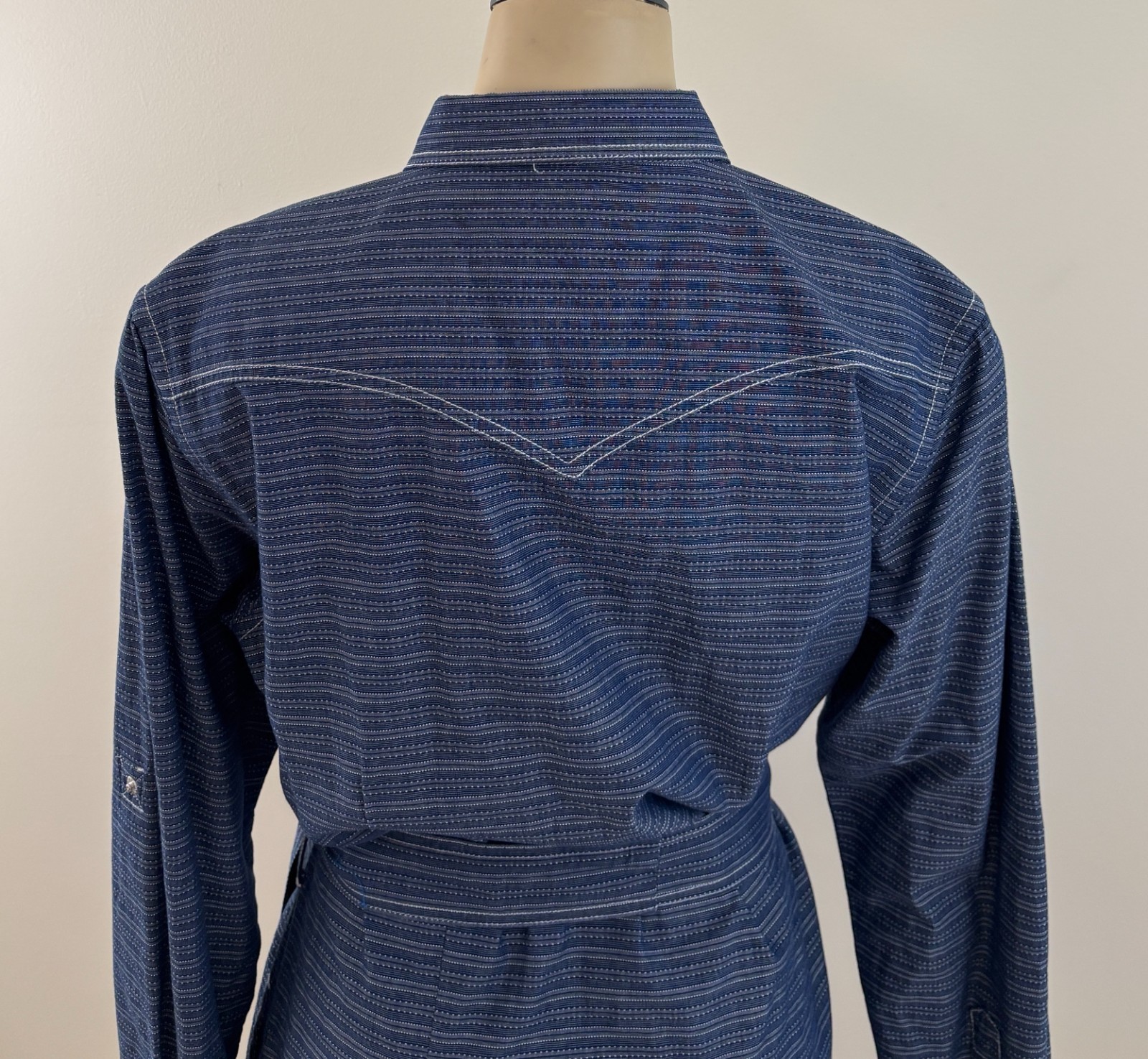 PANHANDLE ROUGH STOCK Womens Large Blue Pearl Snap Button Tie Belt Western Dress