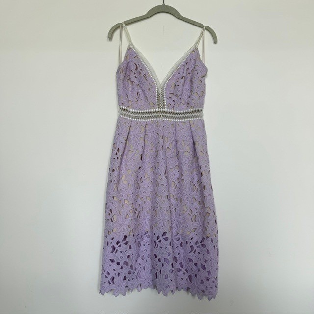 Aqua Lavender Lace Midi Dress S | Wedding Guest & Cocktail Dress