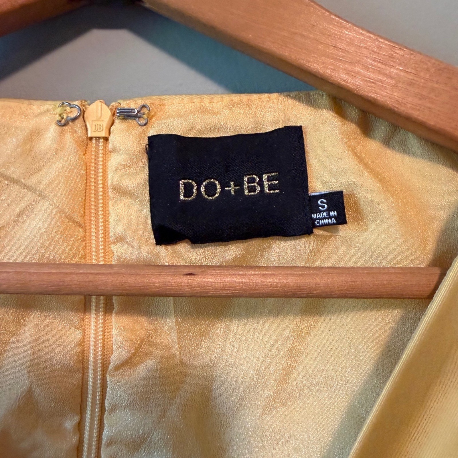 DO+BE Womens Yellow Bell Sleeves Deep V-Neck Mini Dress Mustard Size Small