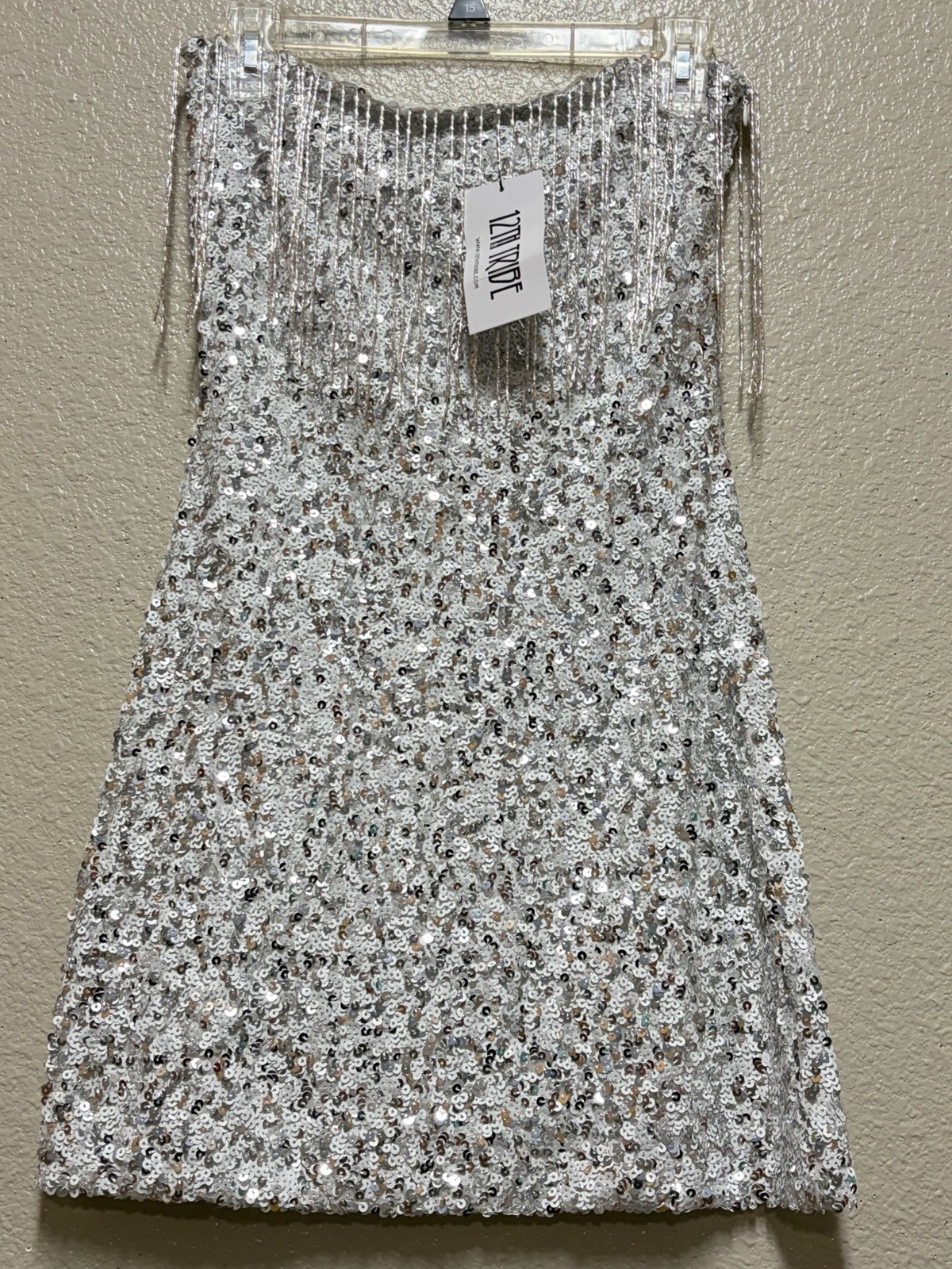 12th Tribe N.W.T. Size Medium White Silver Sequins Mini Staples Cocktail Dress