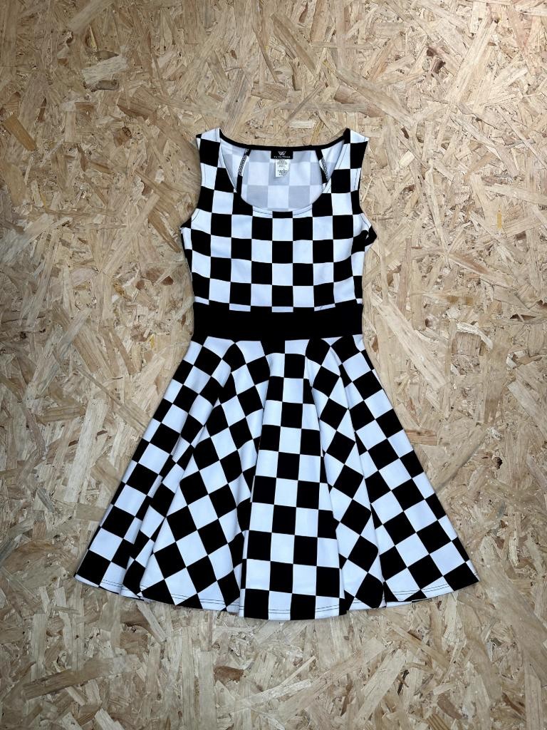 Va Va Voom Checkerboard Dress Womens Small Black White Ska Punk Rockabilly Mini