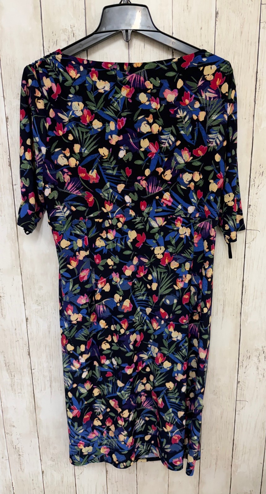 Lauren Ralph Lauren Womens Ruched Sheath Dress 16 Multicolor Floral V-Neck