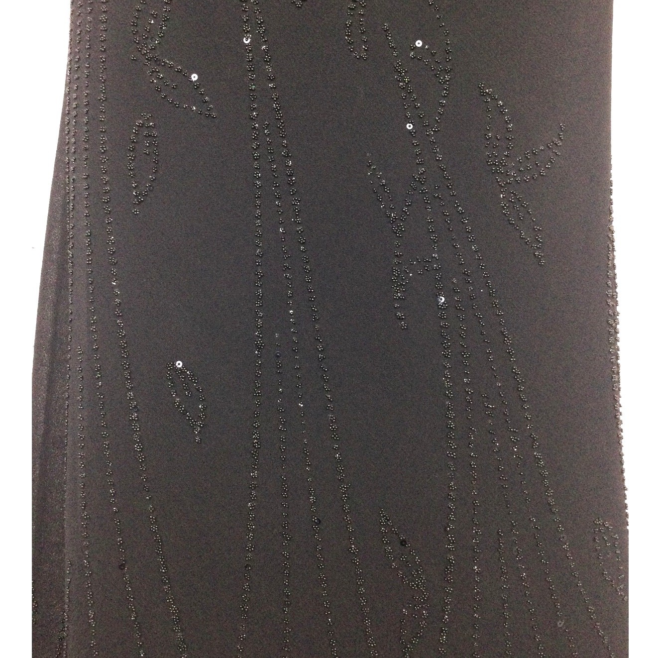 Modern Touch 90s Minimalist Gothic V-neck Bead Sleeveless Bias Cut Midi Dress L