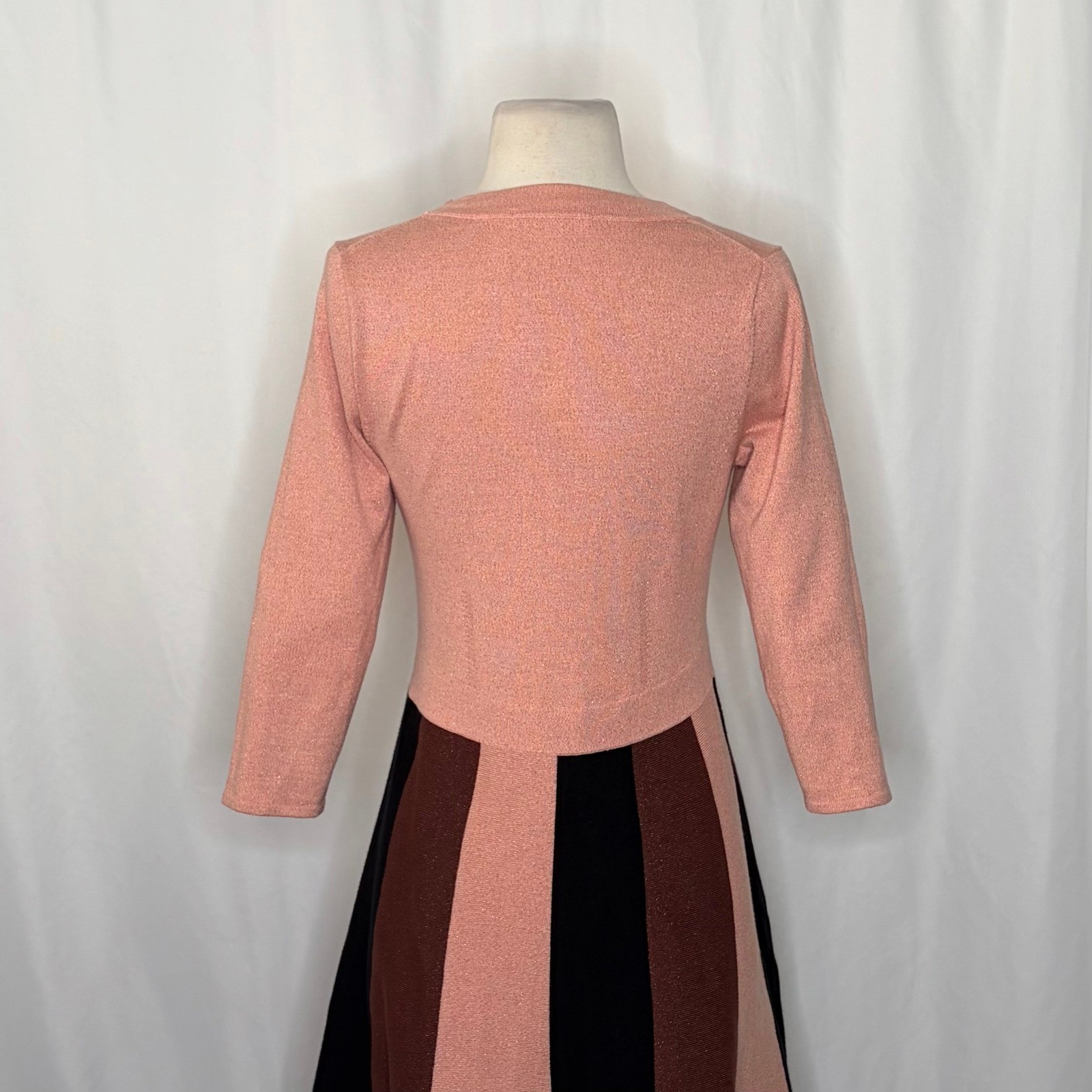 BODEN Rosemary Sparkle Knit Fit N’ Flare Dress Pink Chocolate Brown US Size 6
