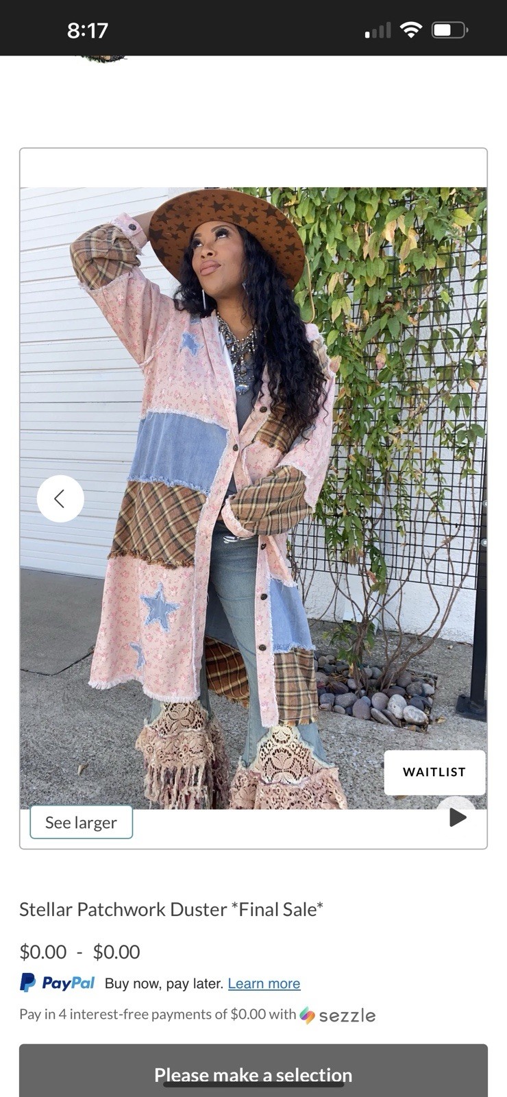 Pol Beautiful Stellar Patchwork Duster! Currently Sold Out! SellsFor 150$