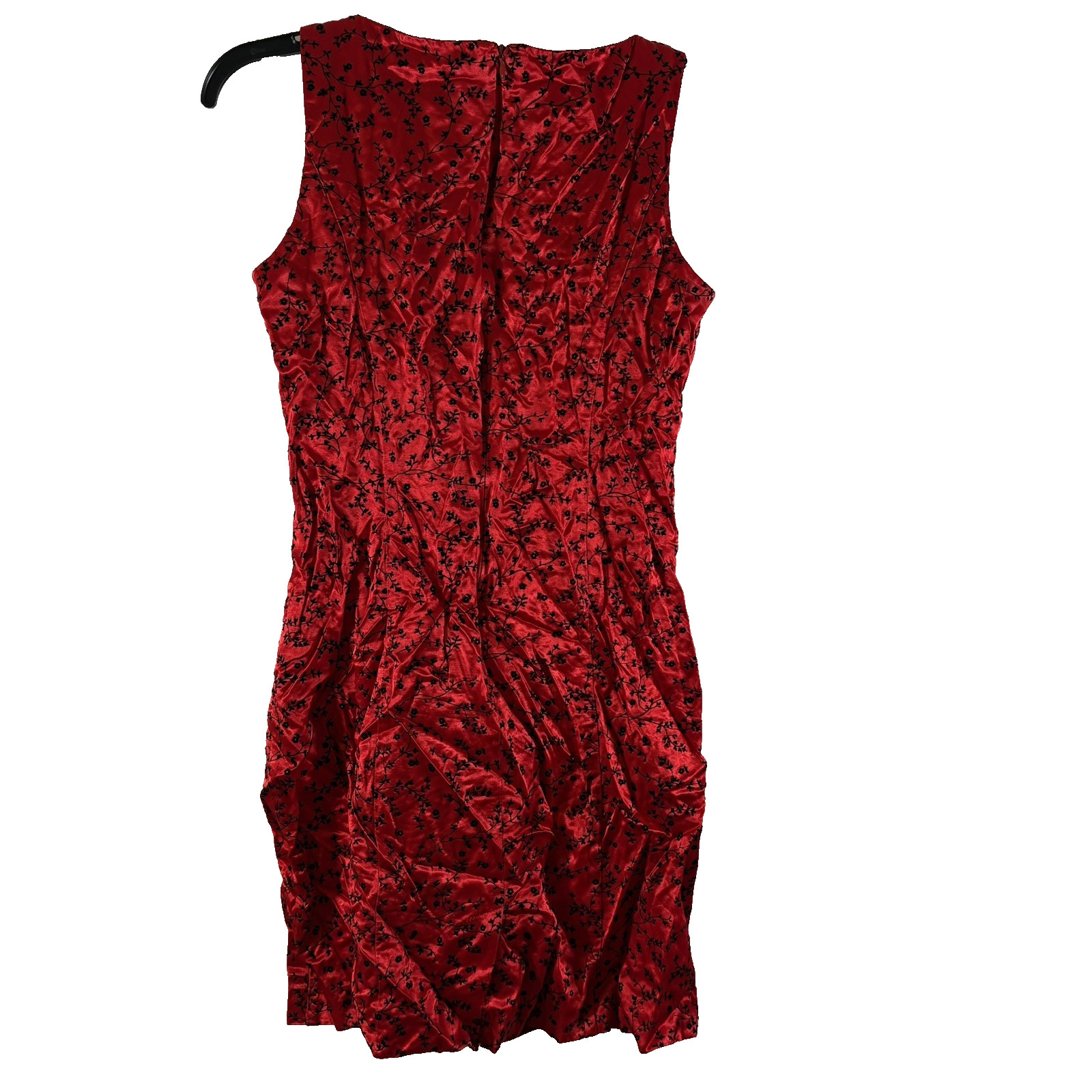 Dani Max Vintage 90s Y2K Sheath Size 10 Red Black Floral Satin Sleeveless