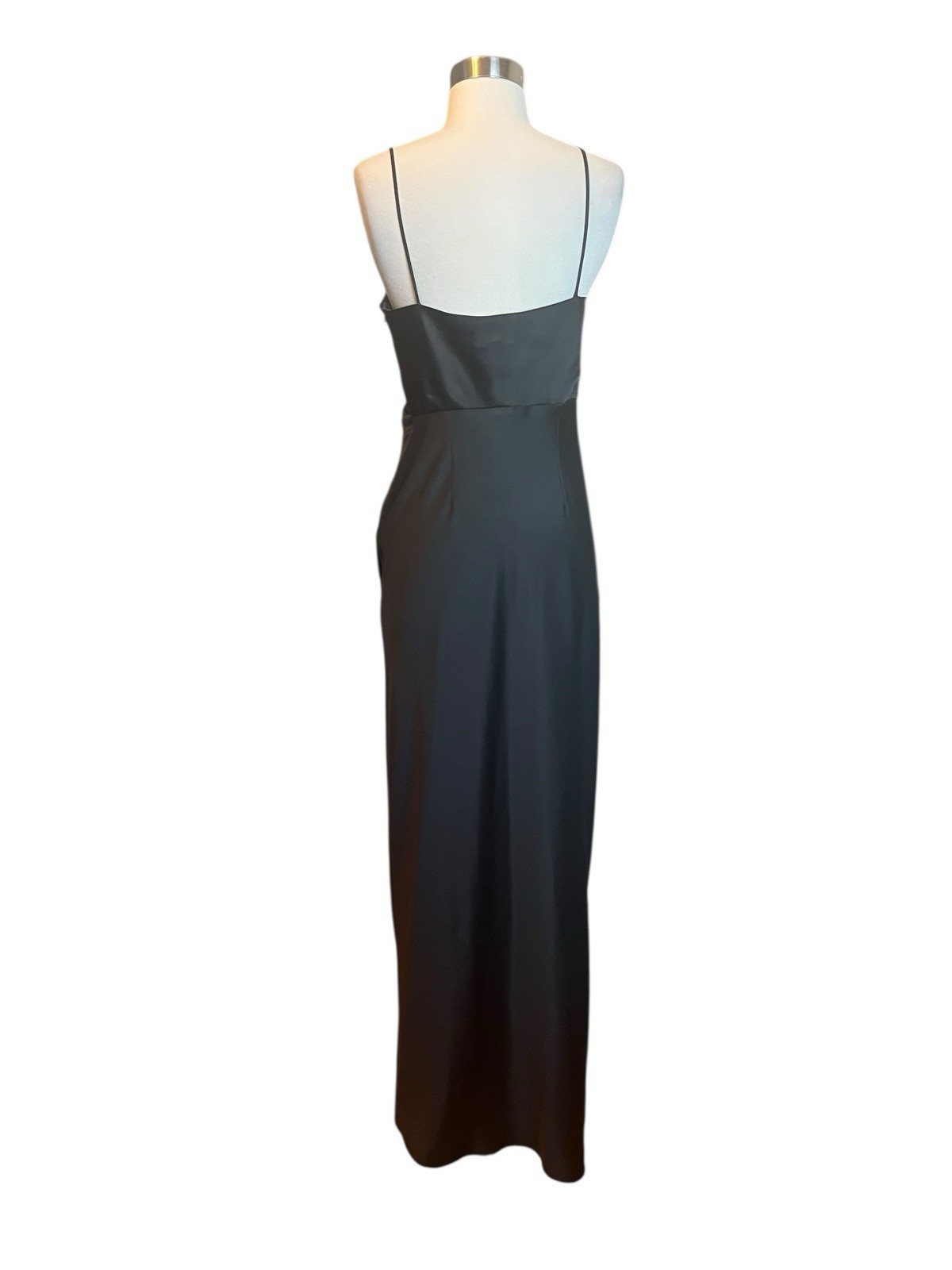 Anthropologie Freya Satin Charmeuse Dress Size 6 Black BHLDN