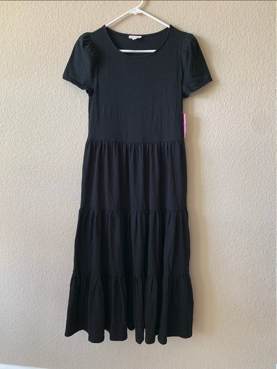 New Riley & Rae Women Black Knit Tiered Long Dress