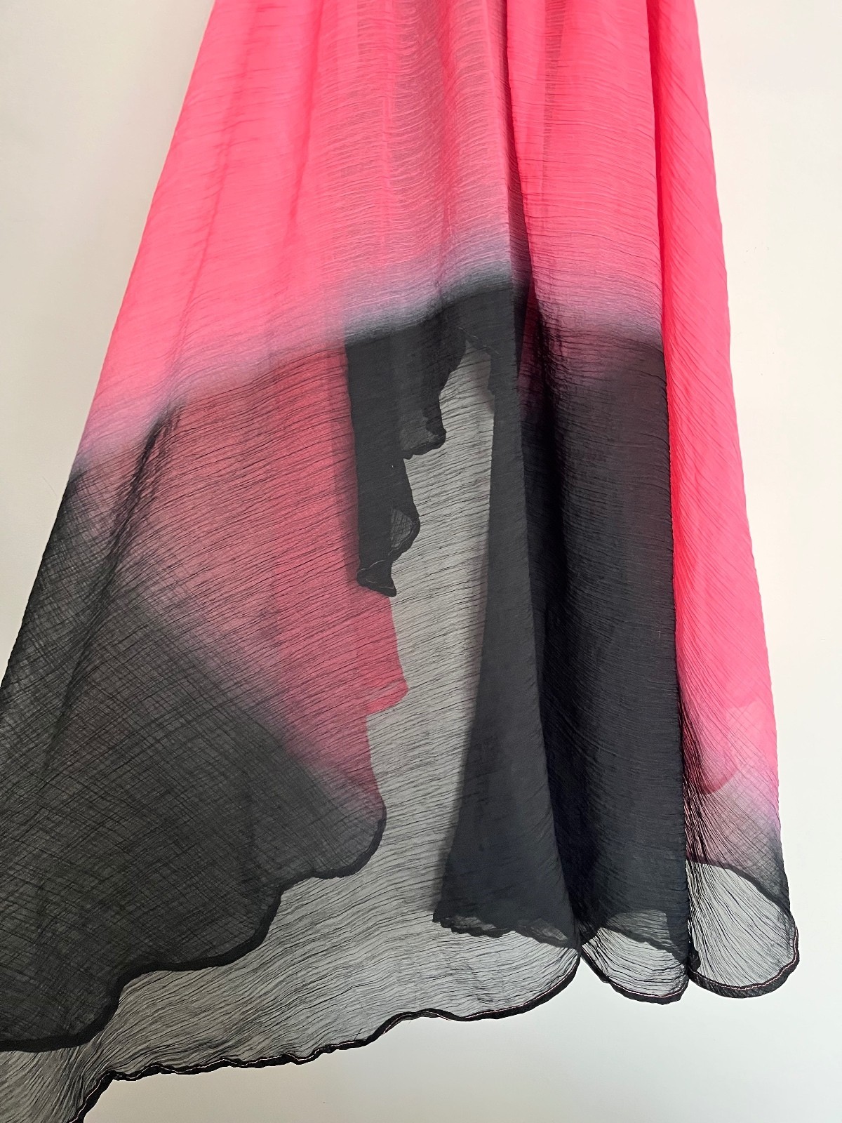 F&F Pink Black Ombre Pleated High Low Maxi Dress – Size M