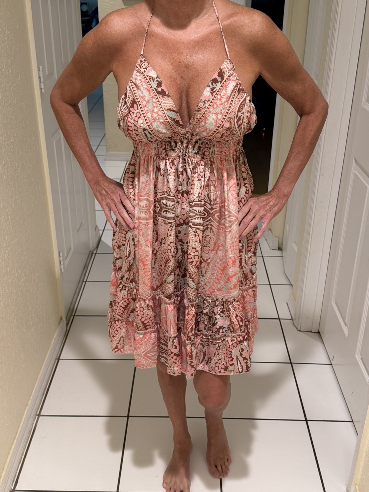 Zury Silk Blend Boho Summer Dress V-Neck, One Size, Fits S/M . NWT