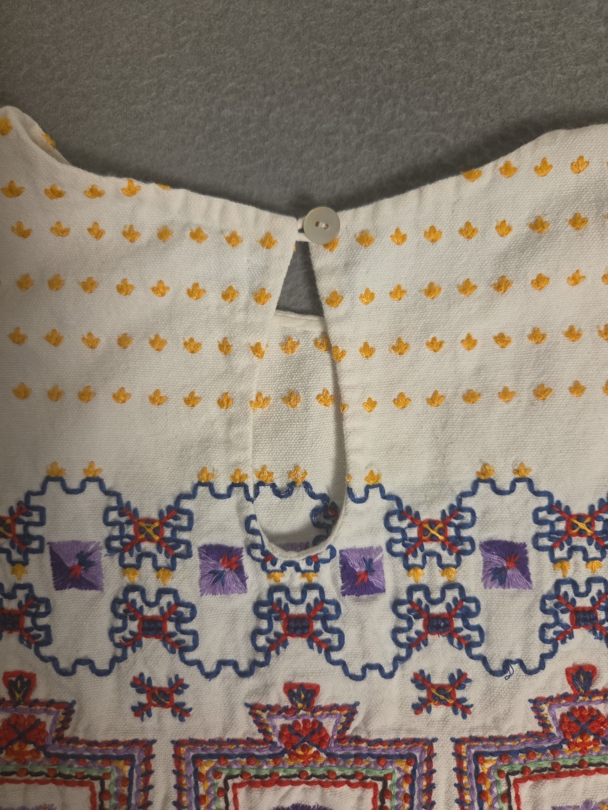 Suno NY White Cotton Geometric Embroidered Boho Sleeveless Midi Dress Size 2