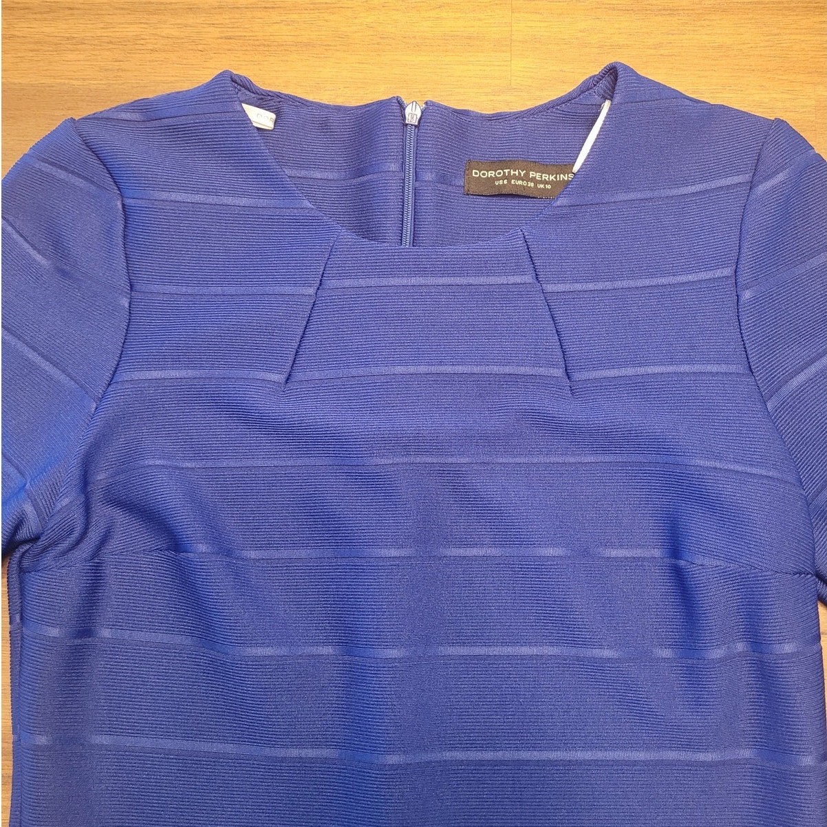 Dorothy Perkins Blue Bodycon Pencil Dress Textured Office US 6