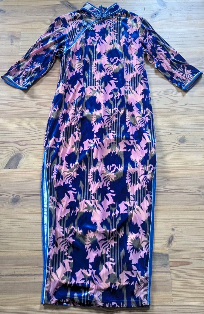 AUTHENTIC Beijiasi Asian Qipao Mandarin Collar Velvet Dress Sz XXXL (US M)