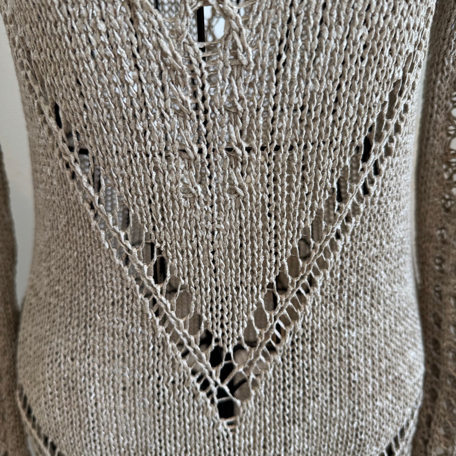 Woolnet Greece Metallic Bronze Gold Crochet Knit Maxi Dress Resortwear