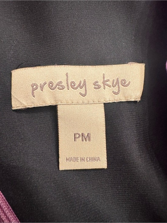 Presley Skye Purple 100% Silk Front Knot Style Sleeveless Tulip Dress, PM EUC