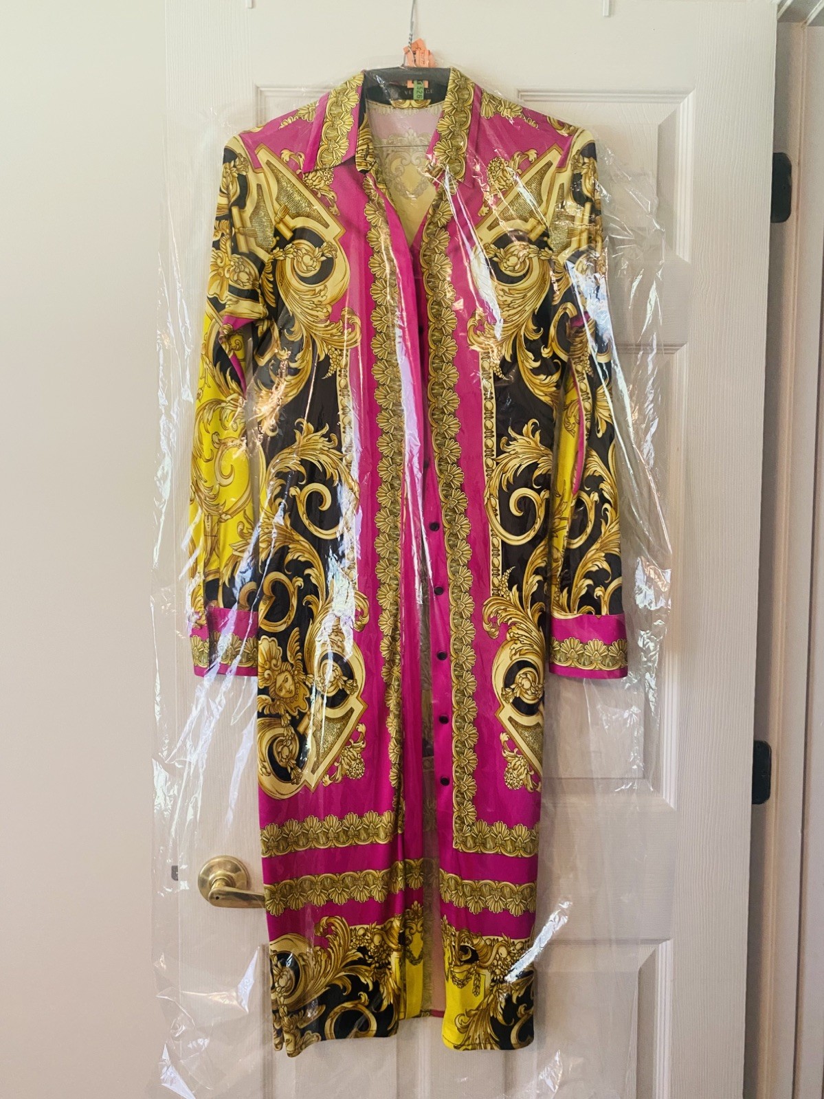 Gianni Versace Long Multi Color Button down long sleeve Dress made in Italy 40