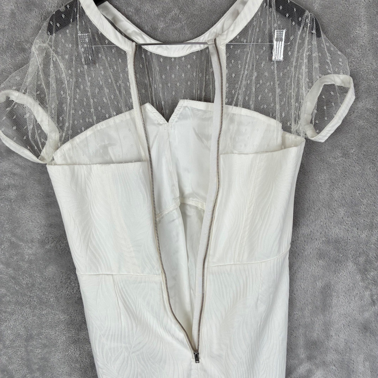 The Kooples Mini Dress Cream Mesh Illusion Neck Bustier 40/L Kentucky Derby