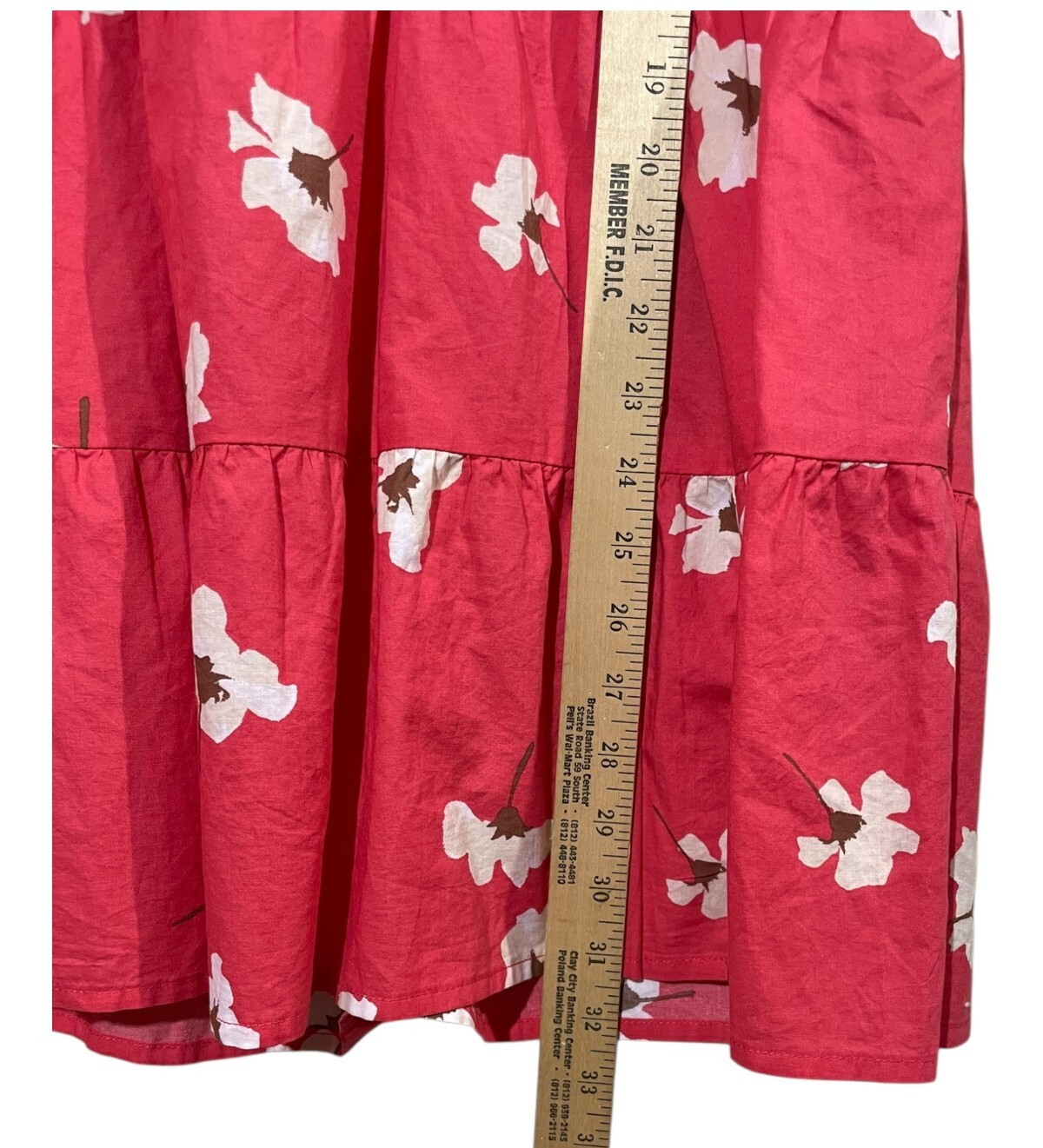 Universal Thread Puff Sleeve Floral Tiered Babydoll Dress Sz L Coral Beach Boho