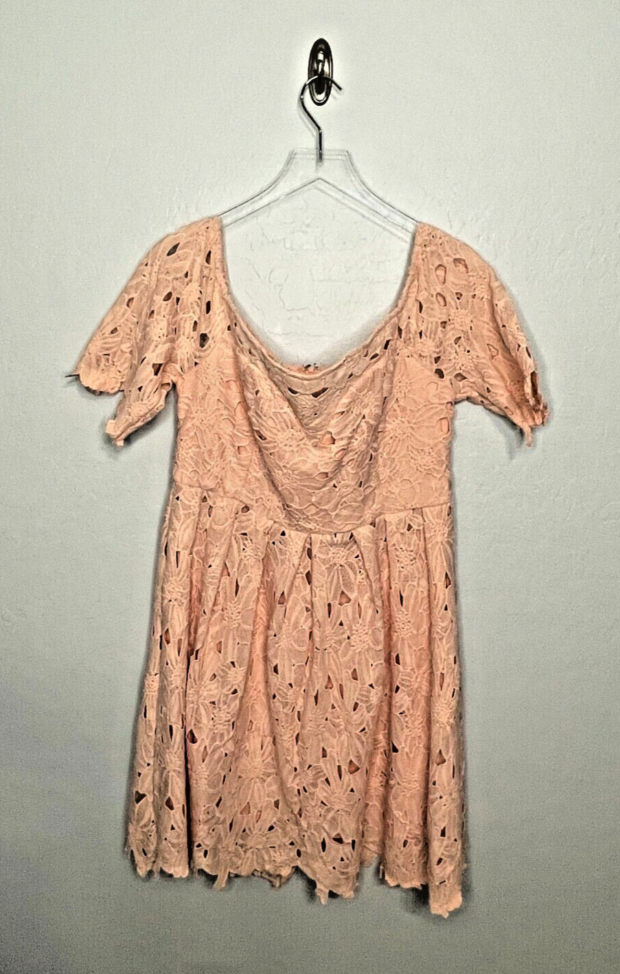 BOOHOO Botique Off Shoulder Lace Blush Skater Dress Size 14 NWT